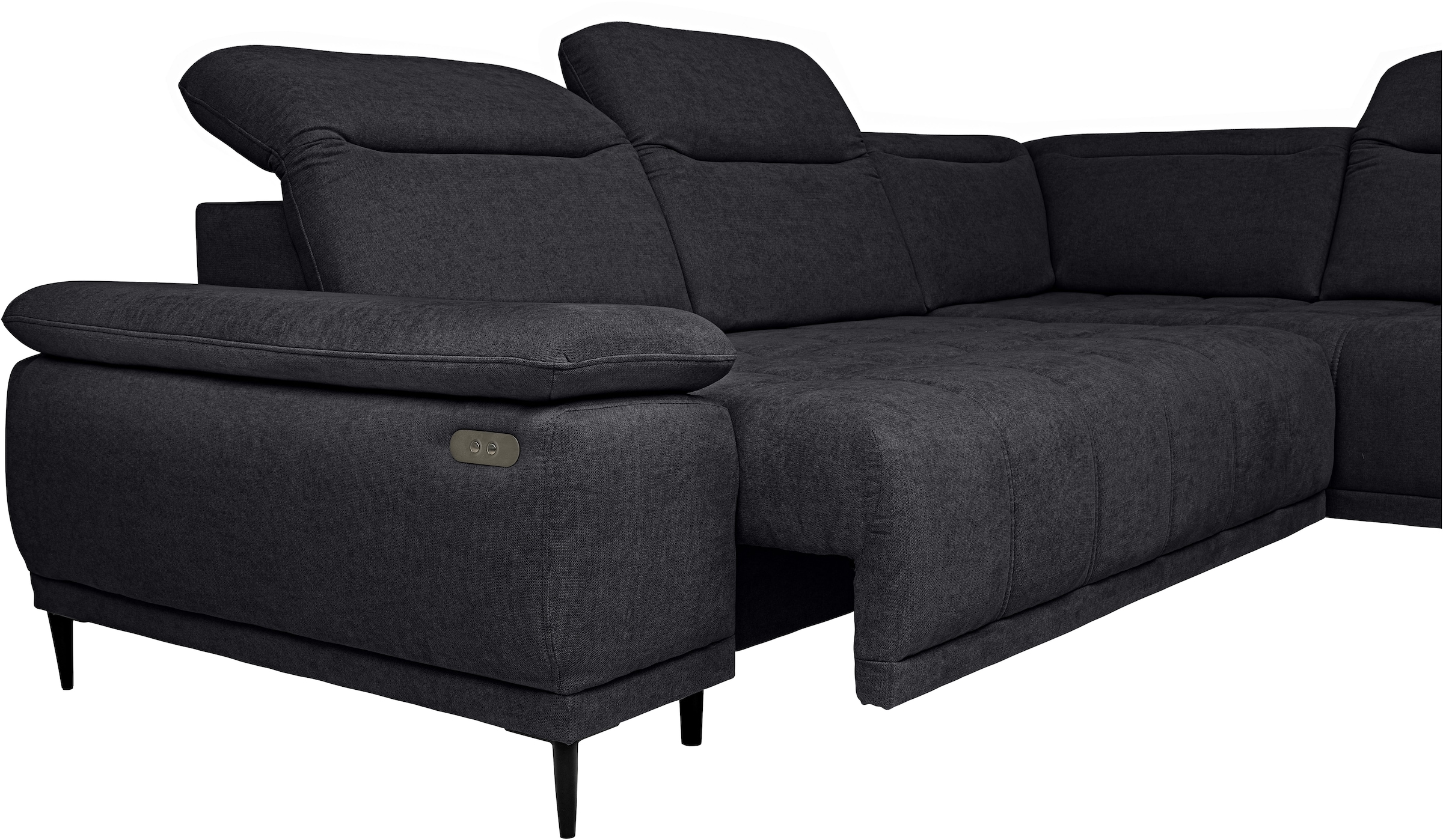 WERK2 Ecksofa »Memo Focus-L, elektrisch erweiterbare Sitztiefe um ca. 30 cm, L-Form« Komfort nach Maß: Ausziehbare Sitztiefe, verstellbare Kopfteile & Füße