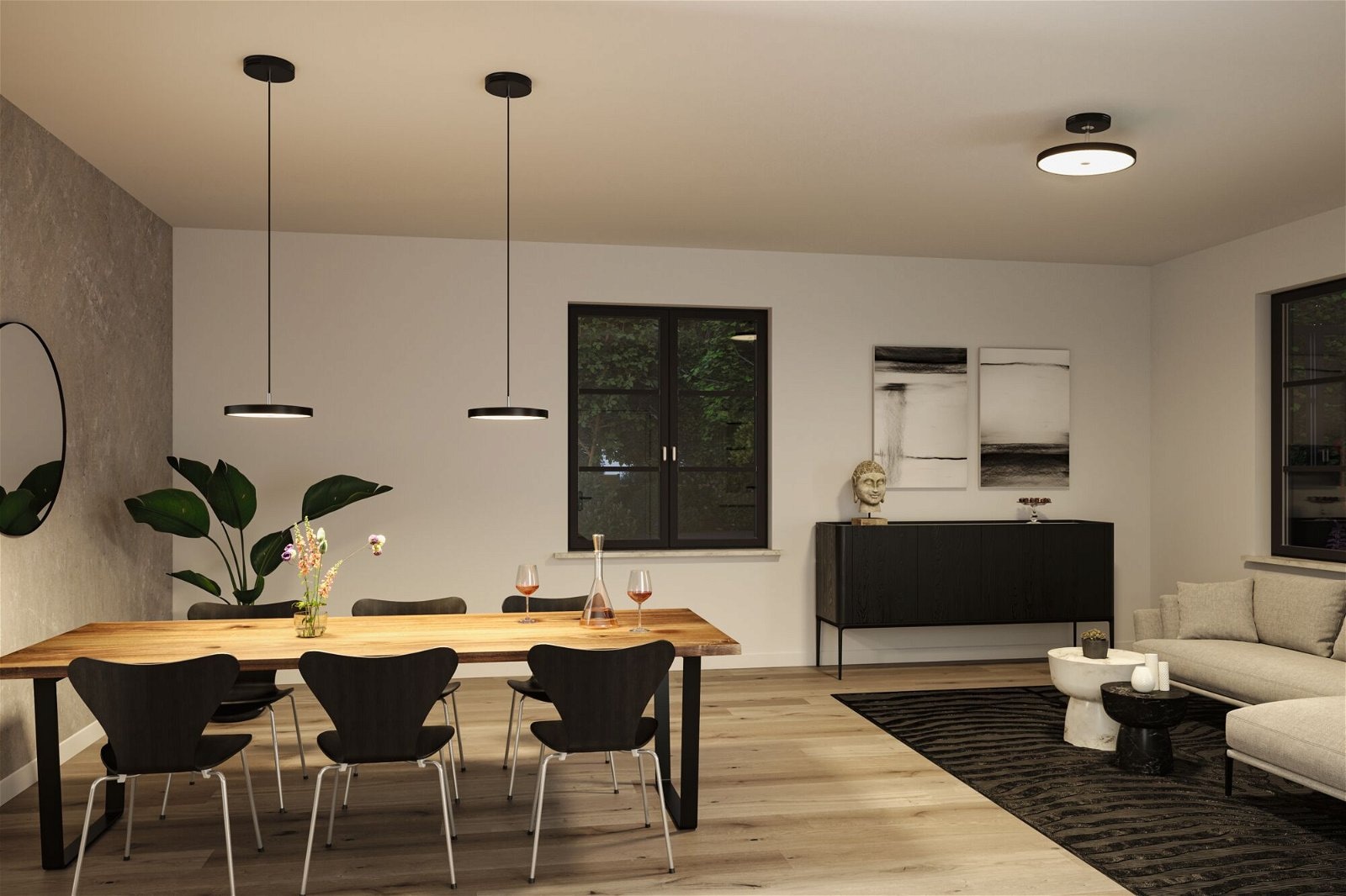 Paulmann LED Pendelleuchte »Hildor 20W 300 mm Schwarz 230V 2700K Metall/Kunststoff«, 1 flammig, 3-step-dimmbar