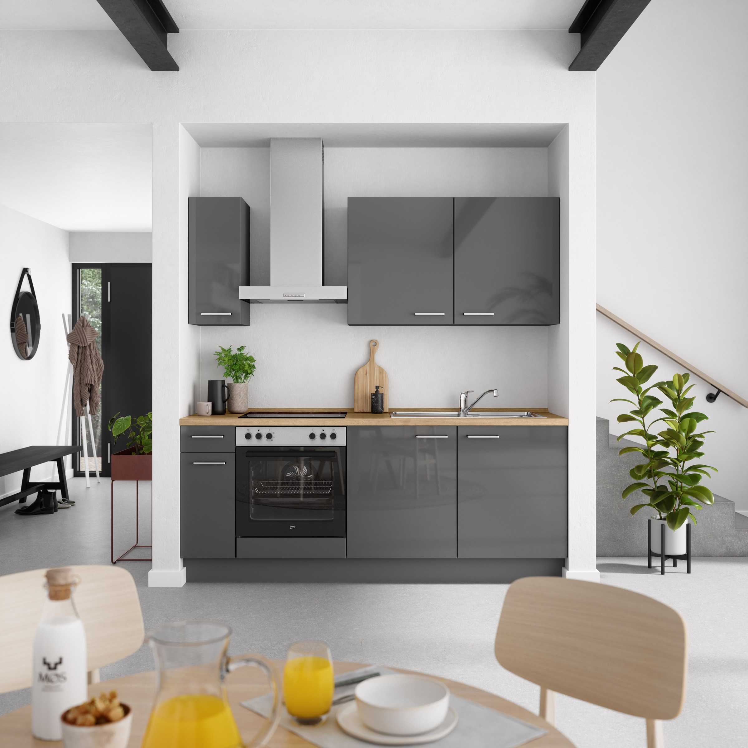 nobilia® Küchenzeile »"Flash I"«, vormontiert, Ausrichtung wählbar, Breite 210 cm, wahlw. mit E-Geräten