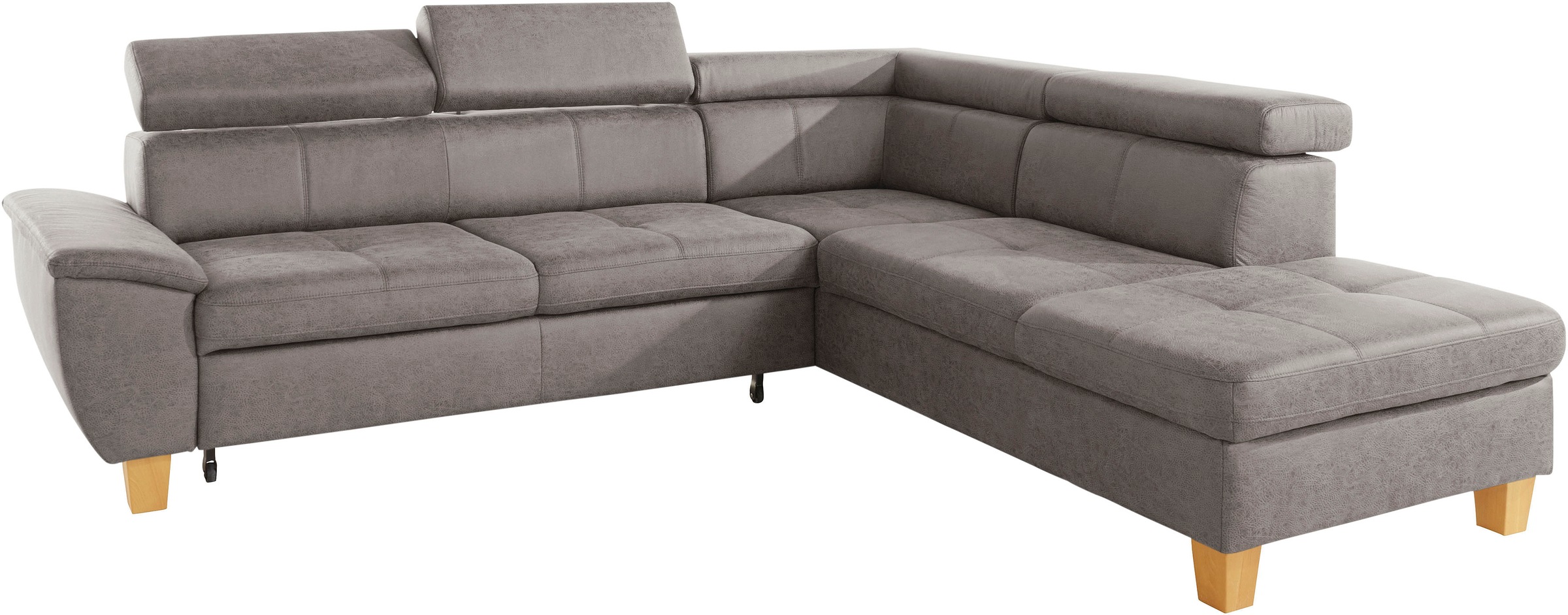 exxpo - sofa fashion Ecksofa »Enya, aufwendige Detailverarbeitung, hoher Sitzkomfort, bequem, L-Form«, mit Kopfteilverstellung, wahlweise Bettfunktion u. Bettkasten
