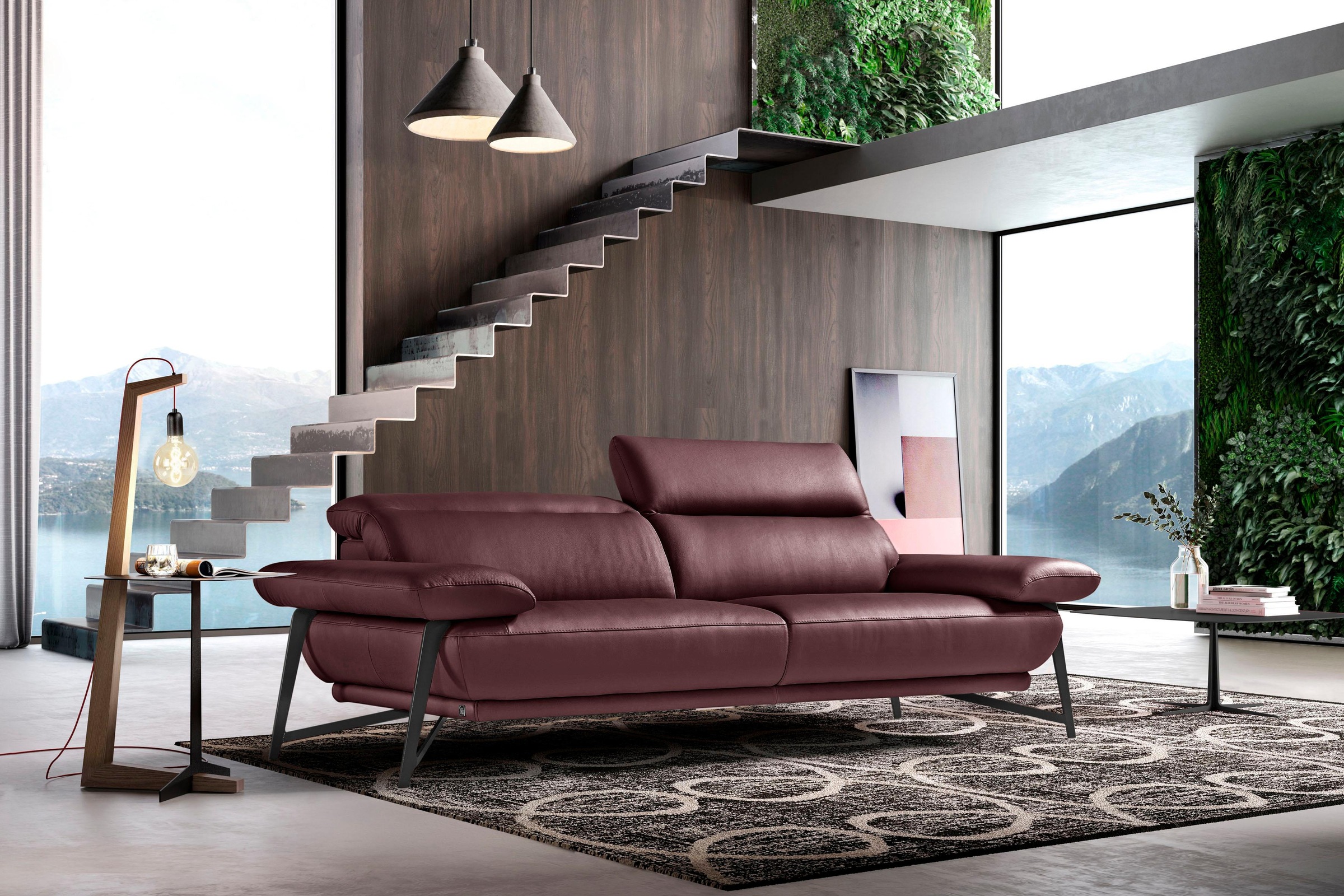 Egoitaliano Polstergarnitur »Anais, Design mit hohem Sitzkomfort für mehr Bequemlichkeit«, Set: bestehend aus Sofa und Ottomane, inkl. Kopfteilverstellung