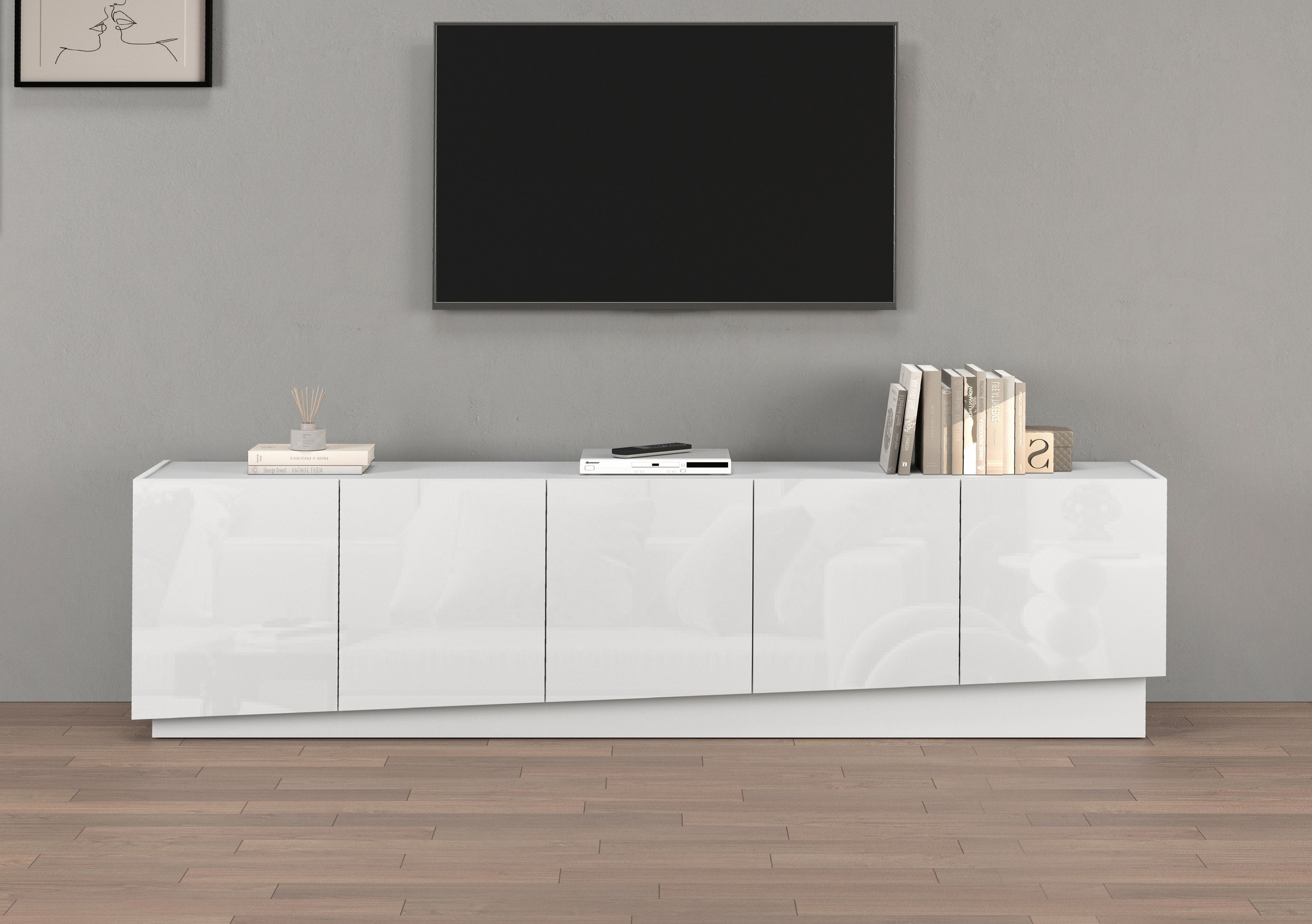 INOSIGN Lowboard »VELA, Höhe 60 cm, Breite 225 cm,Design mit schrägen Türen günstig online kaufen