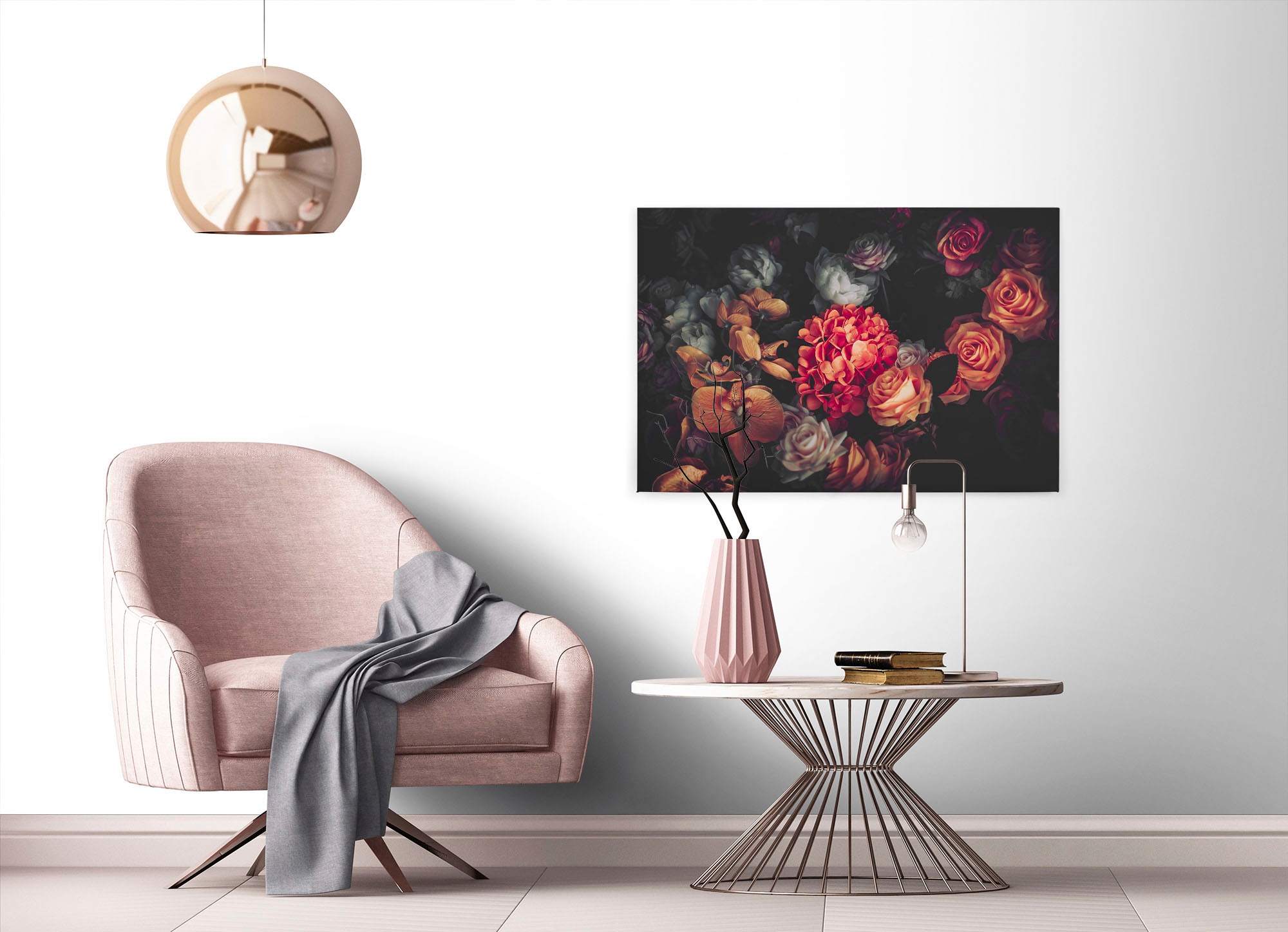 A.S. Création Leinwandbild »Romantic Flower«, Kunst-Blumen-Kinder, (1 St.), Romantische Blumen, Rosen Keilrahmen Leinwand-Bild Wohnzimmer modern