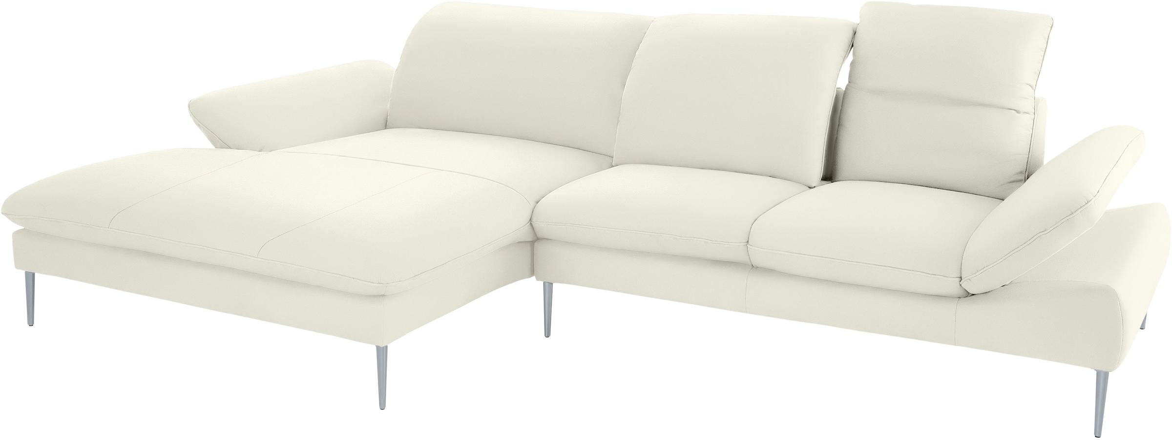 W.SCHILLIG Ecksofa »enjoy&MORE, Designsofa, bequem, zeitlos und elegant, L-Form«, mit Sitztiefenverstellung, Füße silber matt, Breite 340 cm