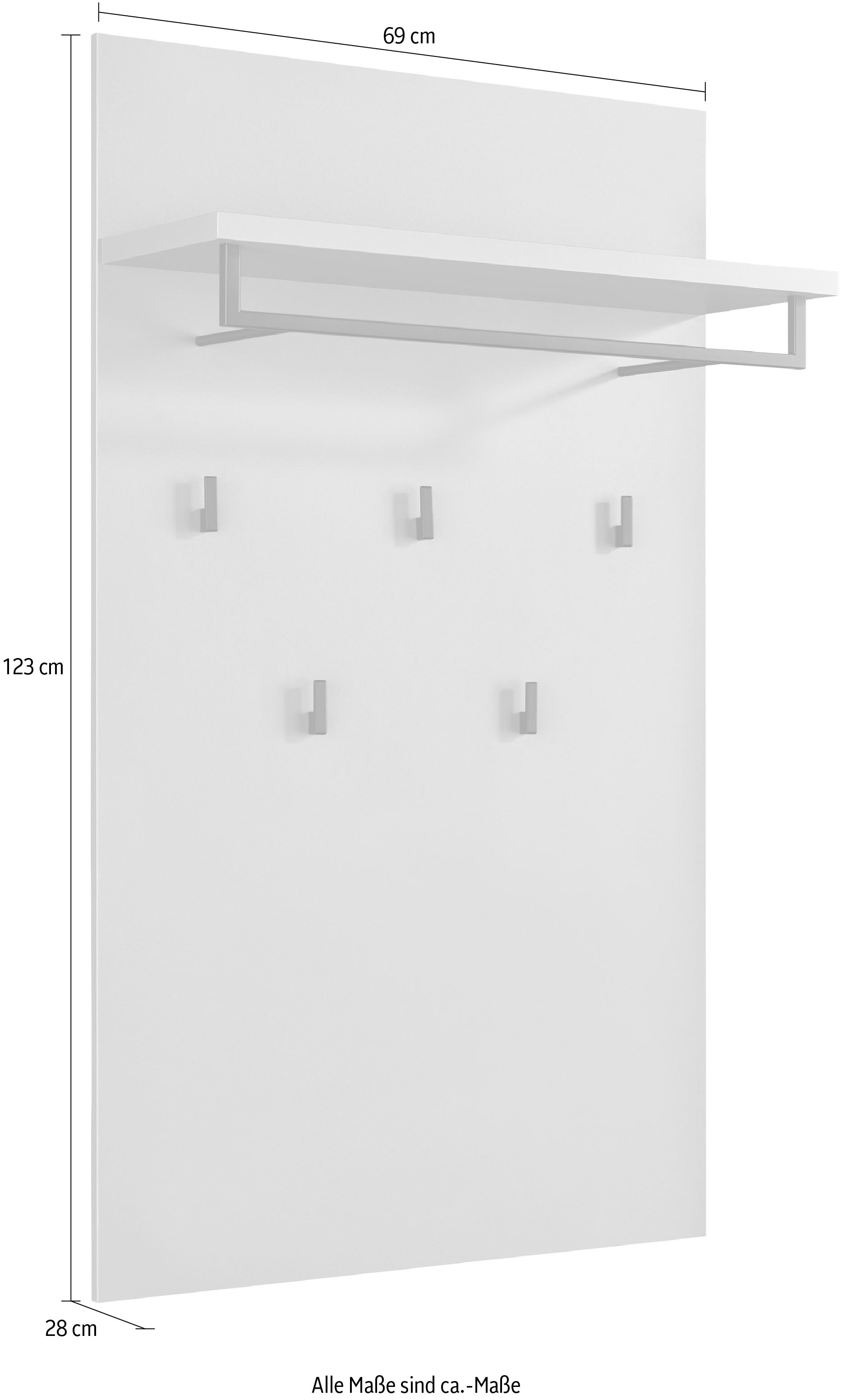 set one by Musterring Garderobenpaneel »reno-Dielen« 2 Farben verfügbar, 69 x 123 cm, cleverer Stauraum auf kleiner Fläche