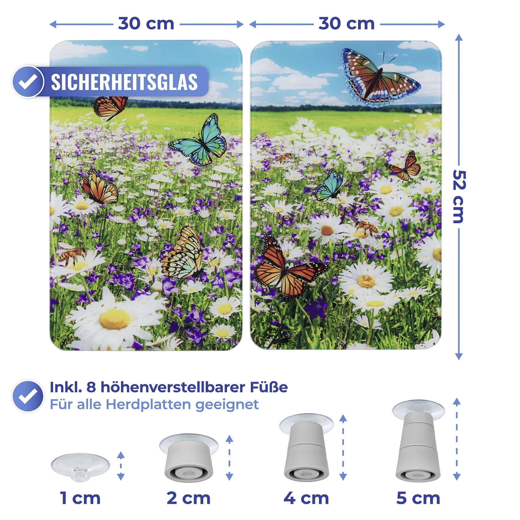 Maximex Herd-Abdeckplatte »Universal Modell Sommerwiese«, (Set, 2 tlg.), Herdabdeckung für alle Herdarten, kratzfest, mit rutschfesten Füßen