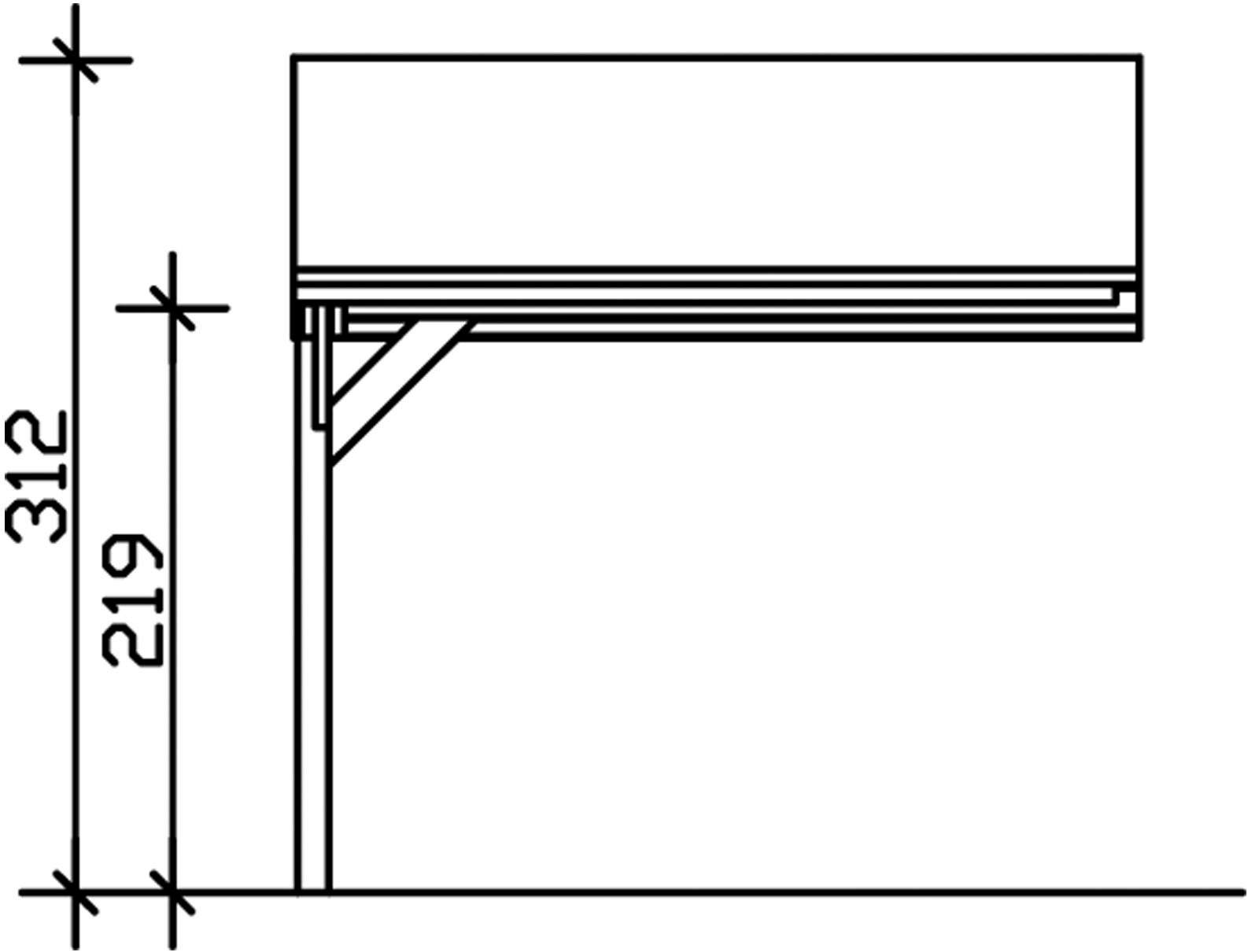 Skanholz Einzelcarport »Harz«, Nadelholz, 291 cm, Nussbaum, Stellplatzerweiterung 303x560cm, schwarze Schindeln