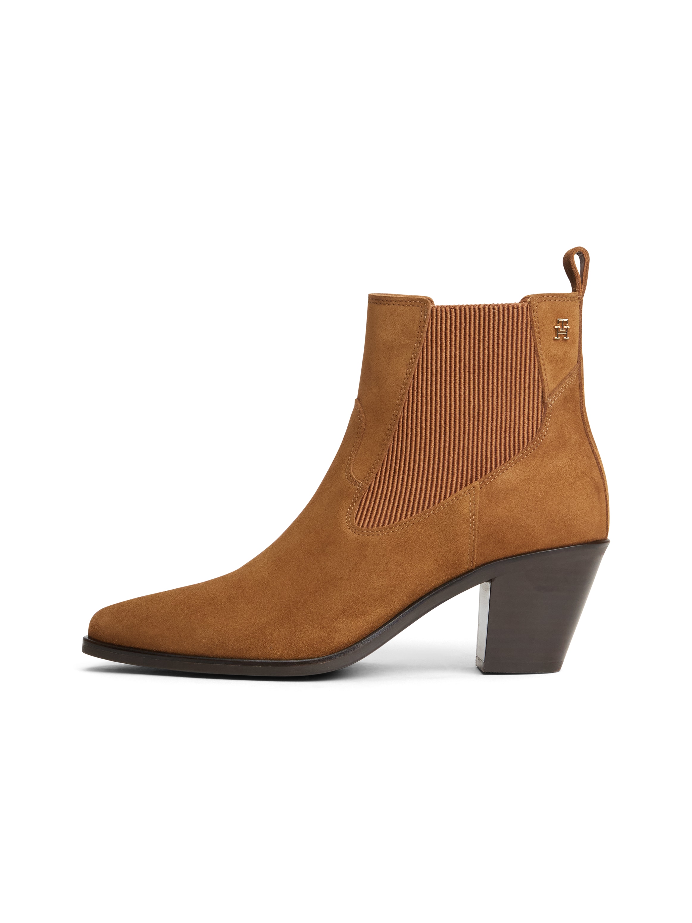 Tommy Hilfiger Chelseaboots »SUEDE WESTERN CHELSEA BOOT«  Trichterabsatz, Westerstiefelette mit breitem Stretcheinsatz