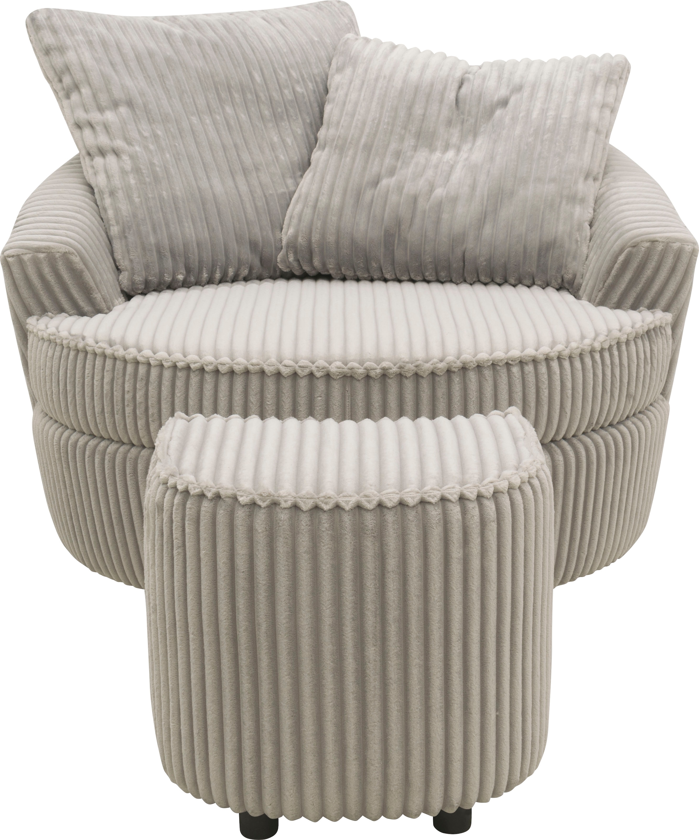 INOSIGN Drehsessel »AMECA, Relaxsessel mit Drehfunktion und Hocker, 122 x 126 x 76 cm,«, (Set, 2 St.), Love-Seat XXL und Lesesessel in Megacord