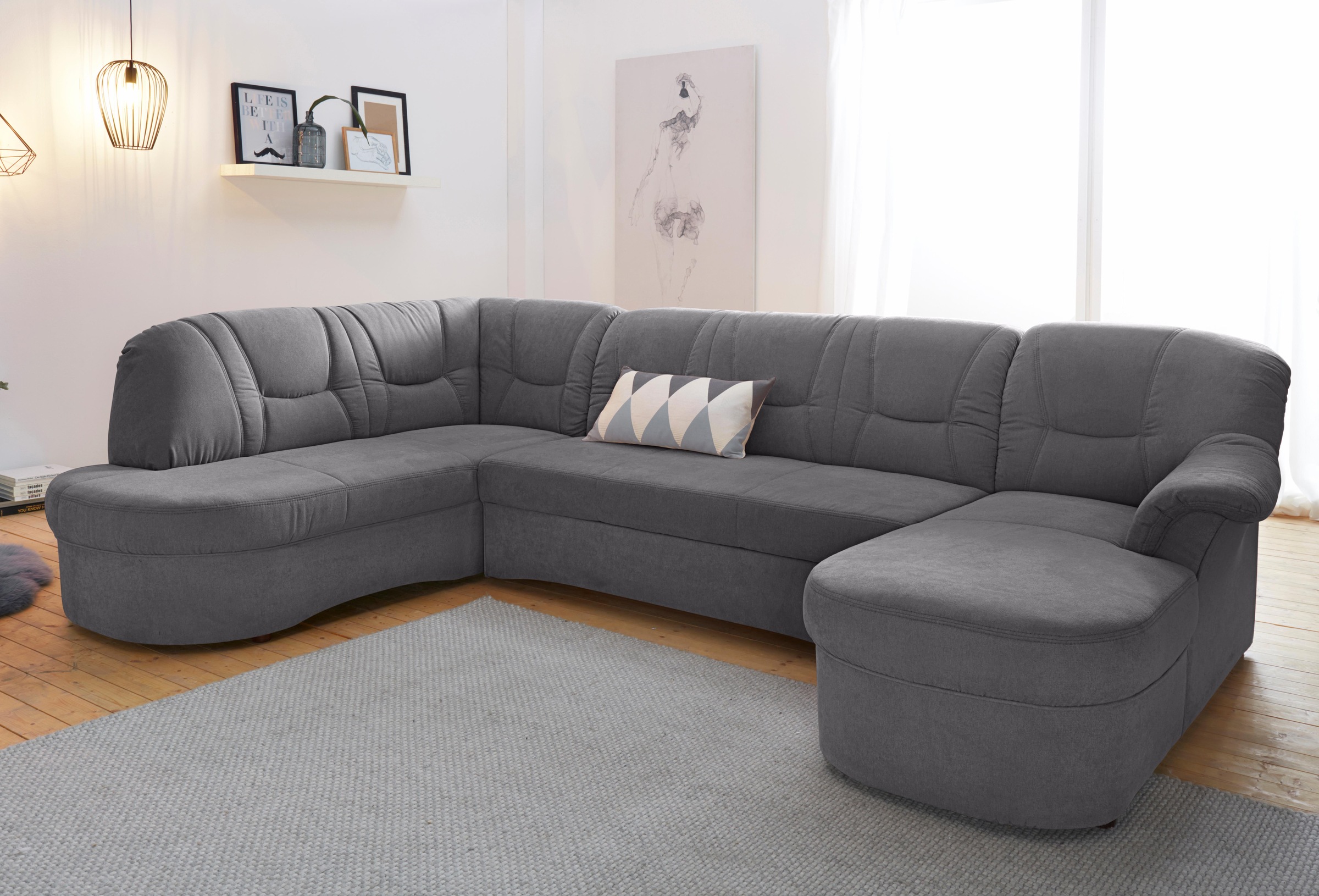 DOMO collection Wohnlandschaft »Sarafina, zeitlos und komfortabel, optional mit Federkern, U-Form«, wahlweise mit Bettfunktion