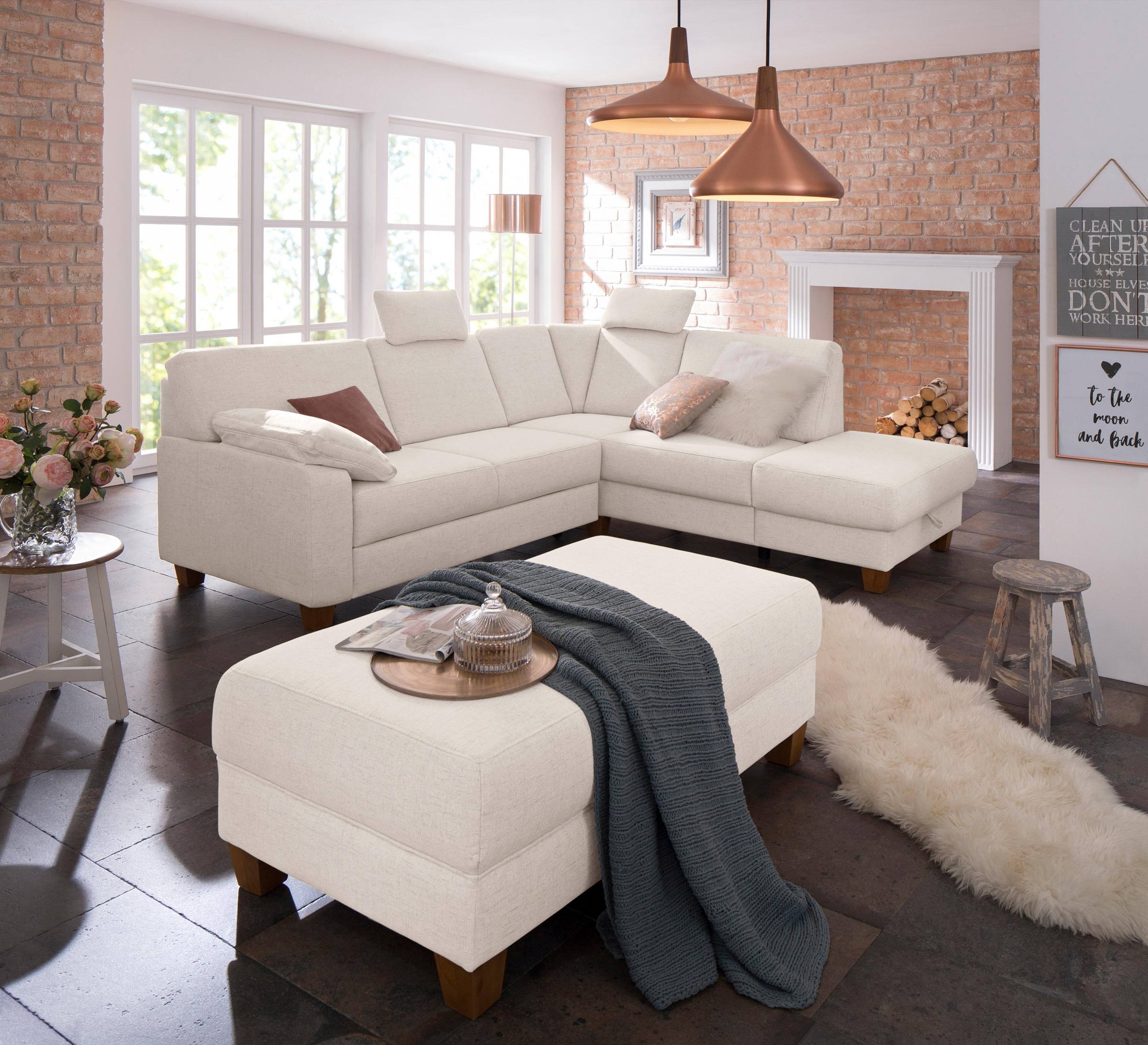 Home affaire Ecksofa »Belfort L-Form«, mit Federkern, wahlweise mit Bettfunktion und Stauraum