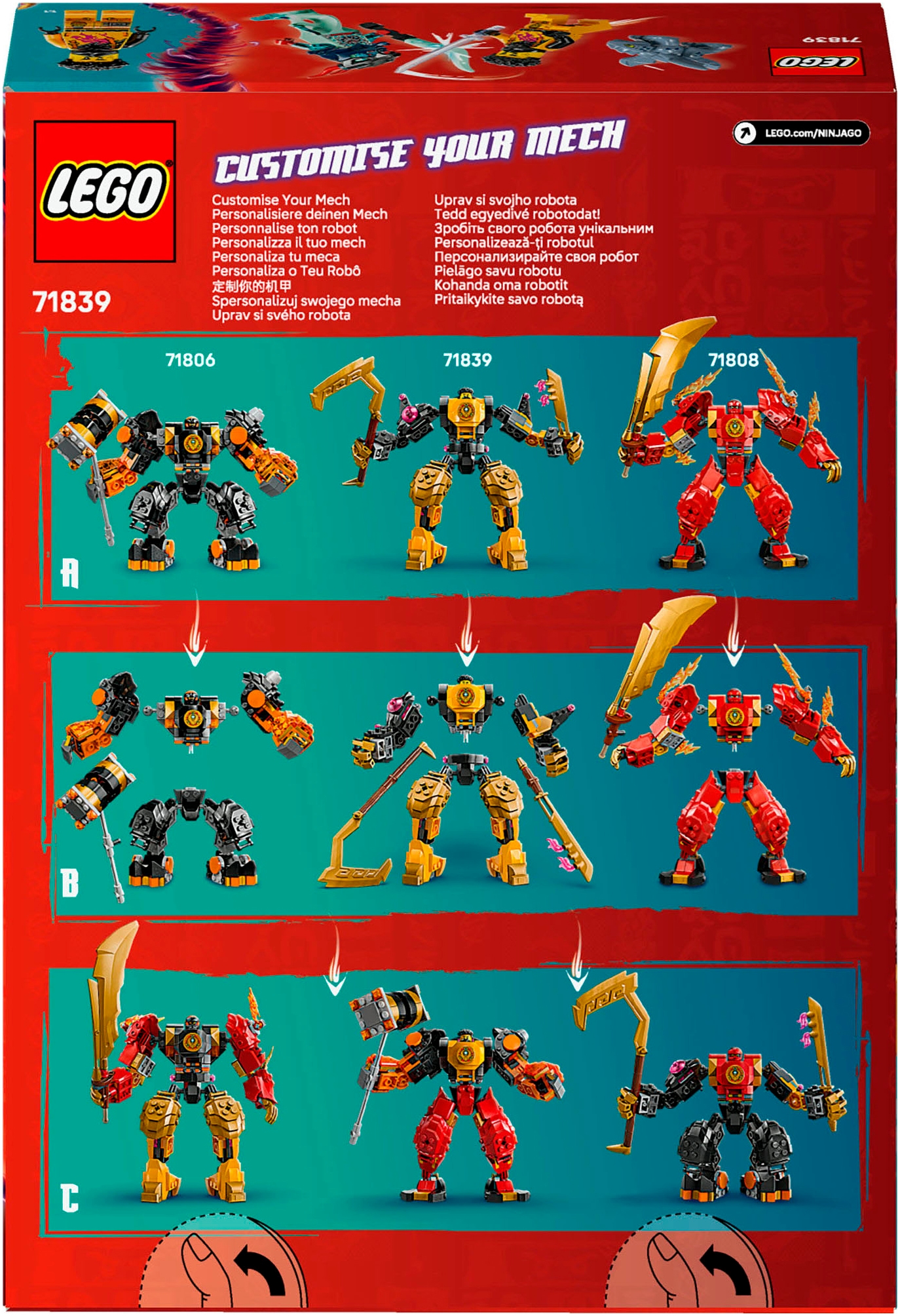 LEGO® Konstruktionsspielsteine »Arins Spinjitzumech (71839), LEGO Ninjago«, (213 St.), Made in Europe
