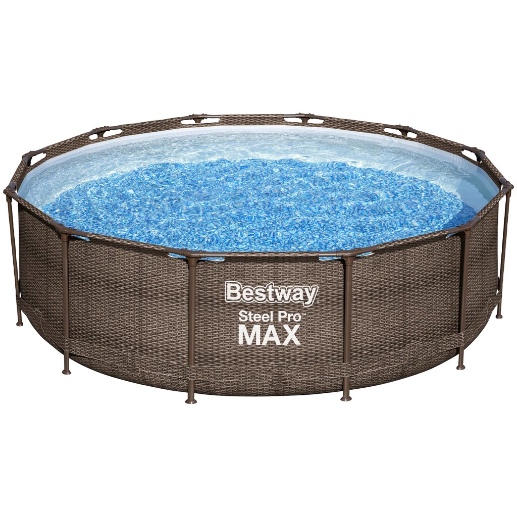 Bestway Pool »Steel ProMAX Pool366x100«, (Set, 4 tlg.), ØxH: 366x100 cm, mit Kartuschenfilterpumpe, Sicherheitsleiter