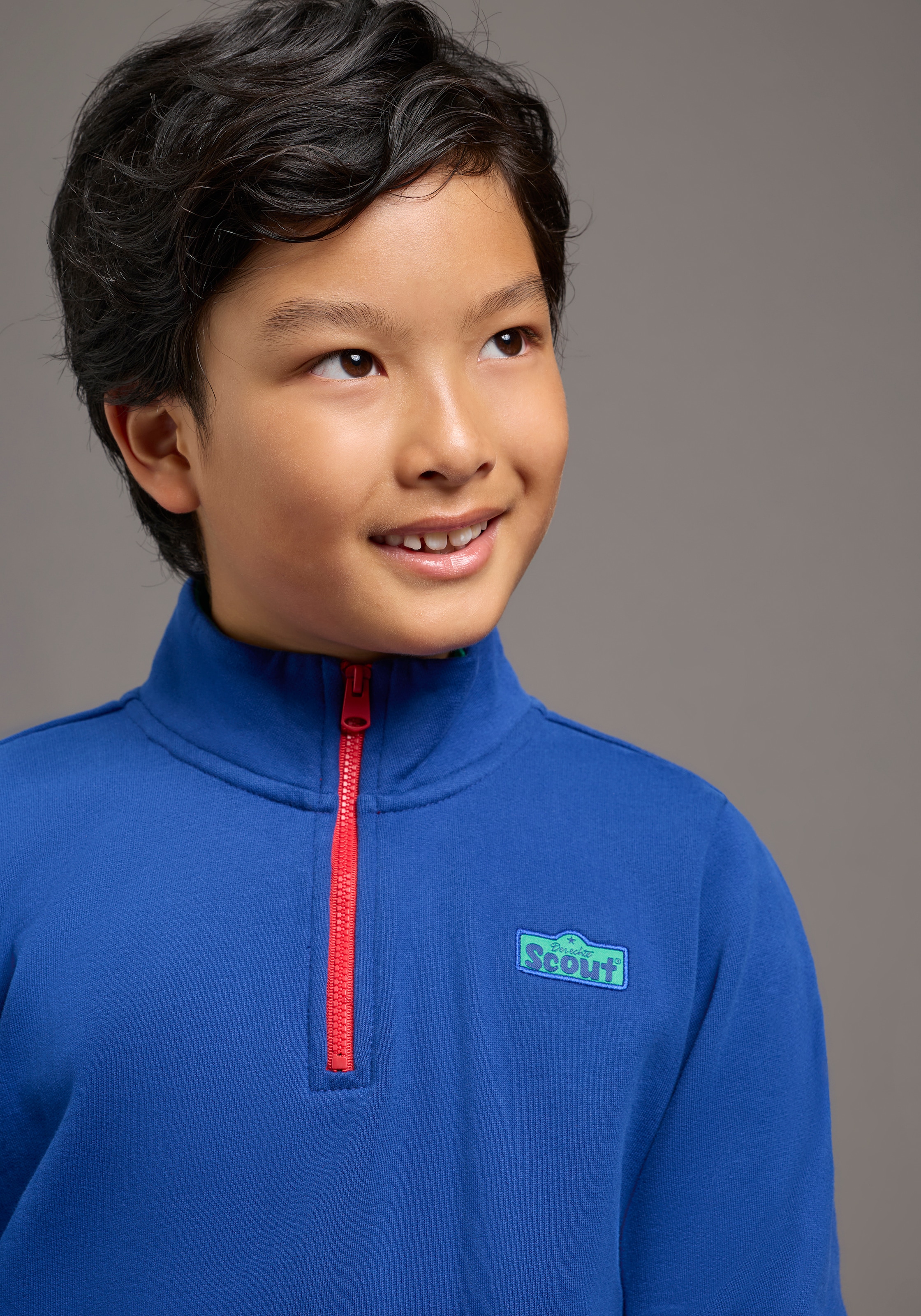 Scout Sweatshirt »Troyer, Zip-Sweatshirt - NEU von SCOUT«, mit Reißverschluss am Kragen, mit Rippbündchen an Ärmeln
