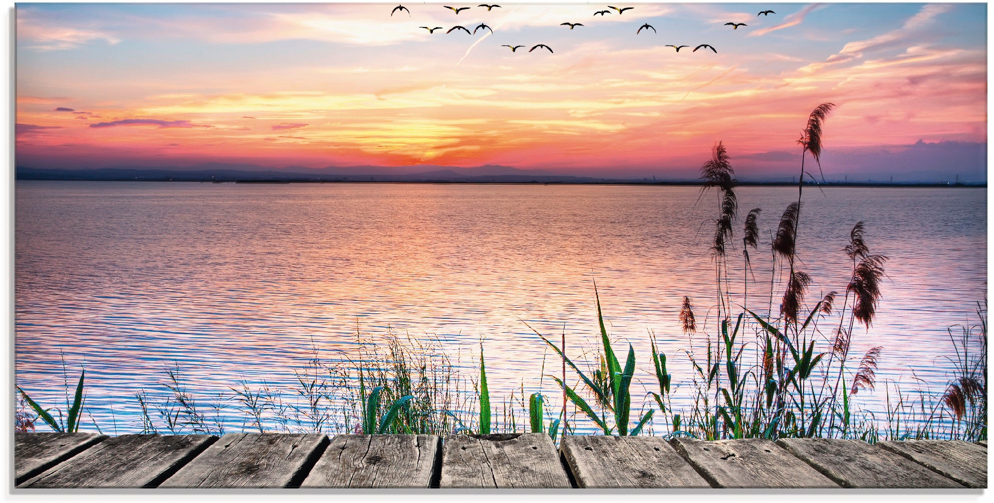 Artland Glasbild »Der See Farben der in auf Raten kaufen den (1 Größen Wolken«, St.), in Gewässer, verschiedenen