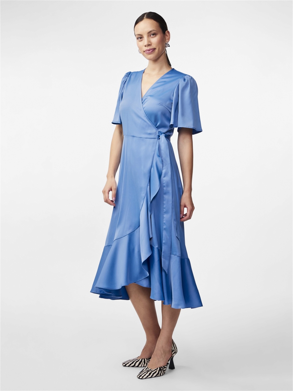 Y.A.S Wickelkleid »YASTHEA 2/4 MIDI WRAP DRESS S. NOOS«, mit Volant