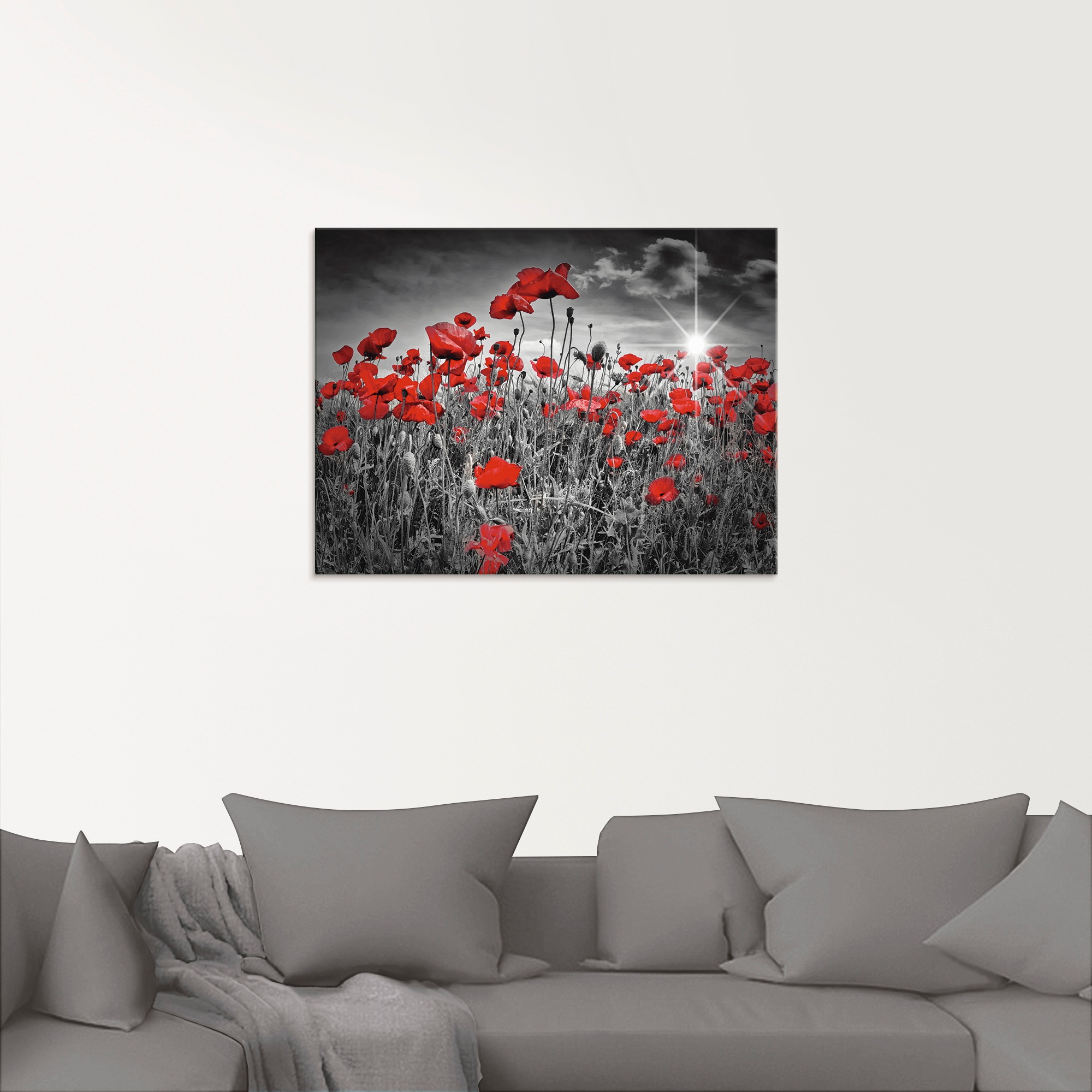 Artland Glasbild »Idyllisches Mohnblumenfeld«, Blumen, (1 St.), in verschiedenen Größen