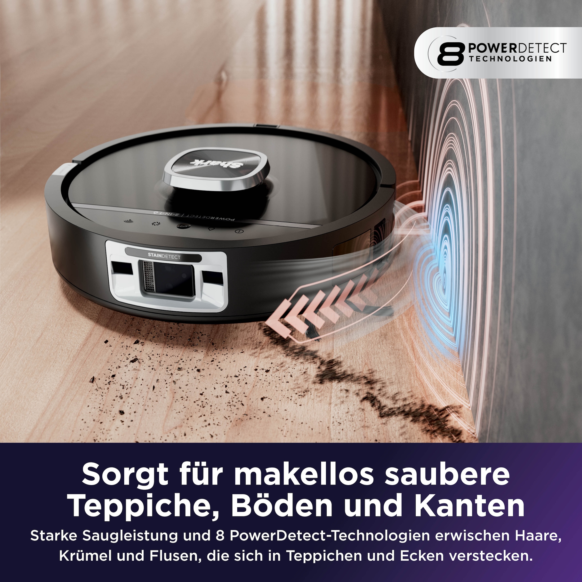 Shark Saugroboter »Shark PowerDetect UV Reveal 2-in-1 Saug- und Wischroboter  Schwarz« UV-Reveal-Technologie, 8 PowerDetect-Technologien