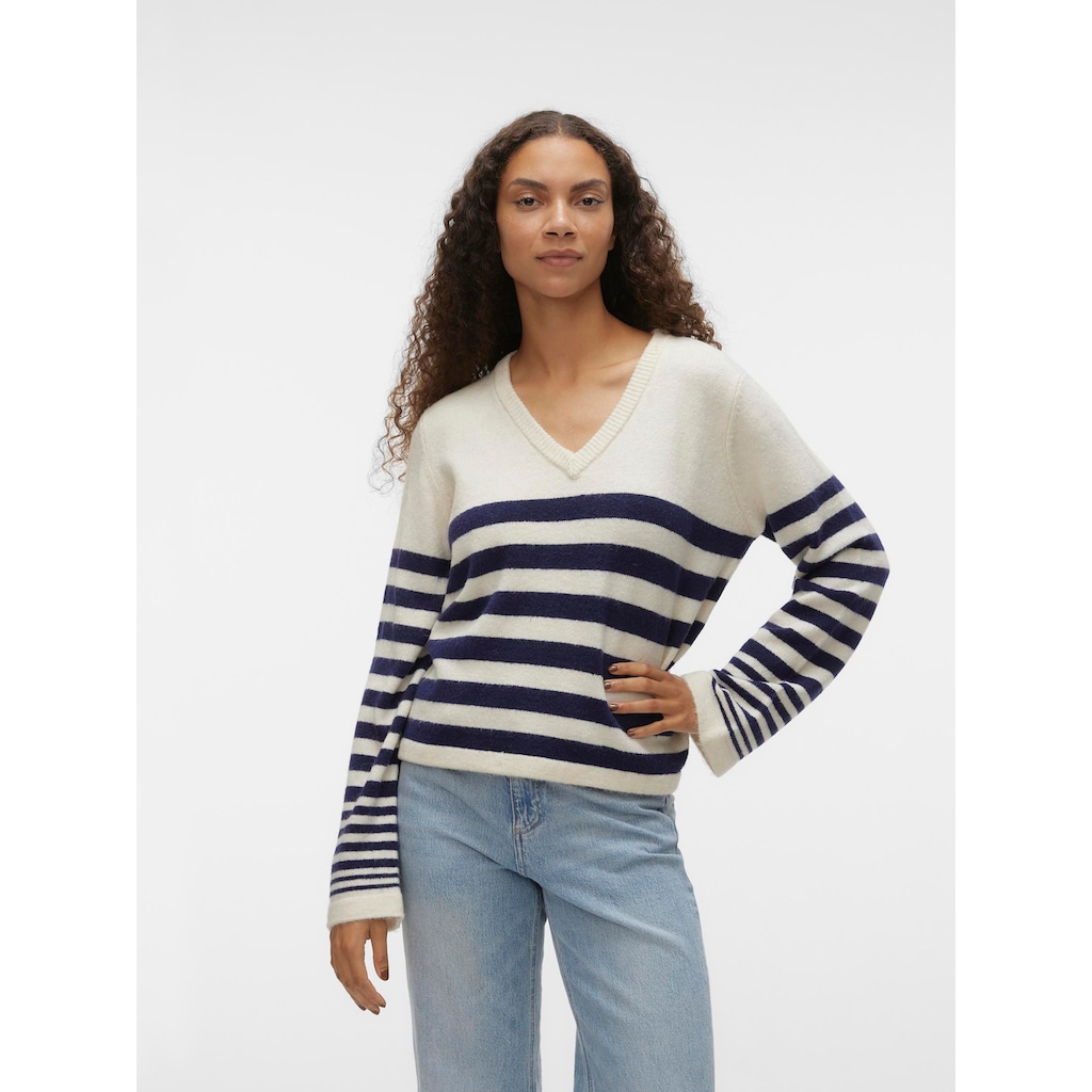 Vero Moda V-Ausschnitt-Pullover »VMHURRICANE LS V-NECK PULLOVER GA BF«