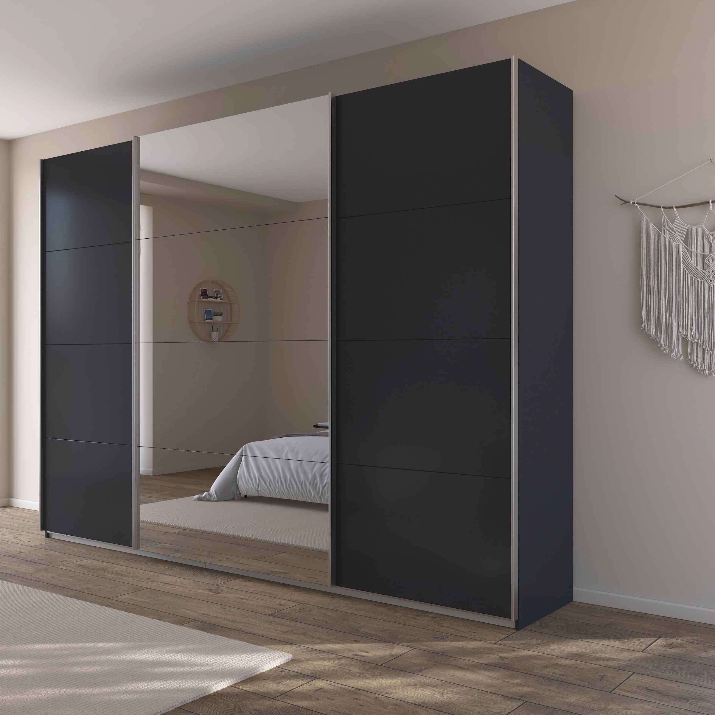 rauch Schwebetürenschrank »Kleiderschrank Schrank Garderobe Wäscheschrank TOMA«, inkl. Regaleinsatz sowie zusätzlichen Einlegeböden MADE IN GERMANY