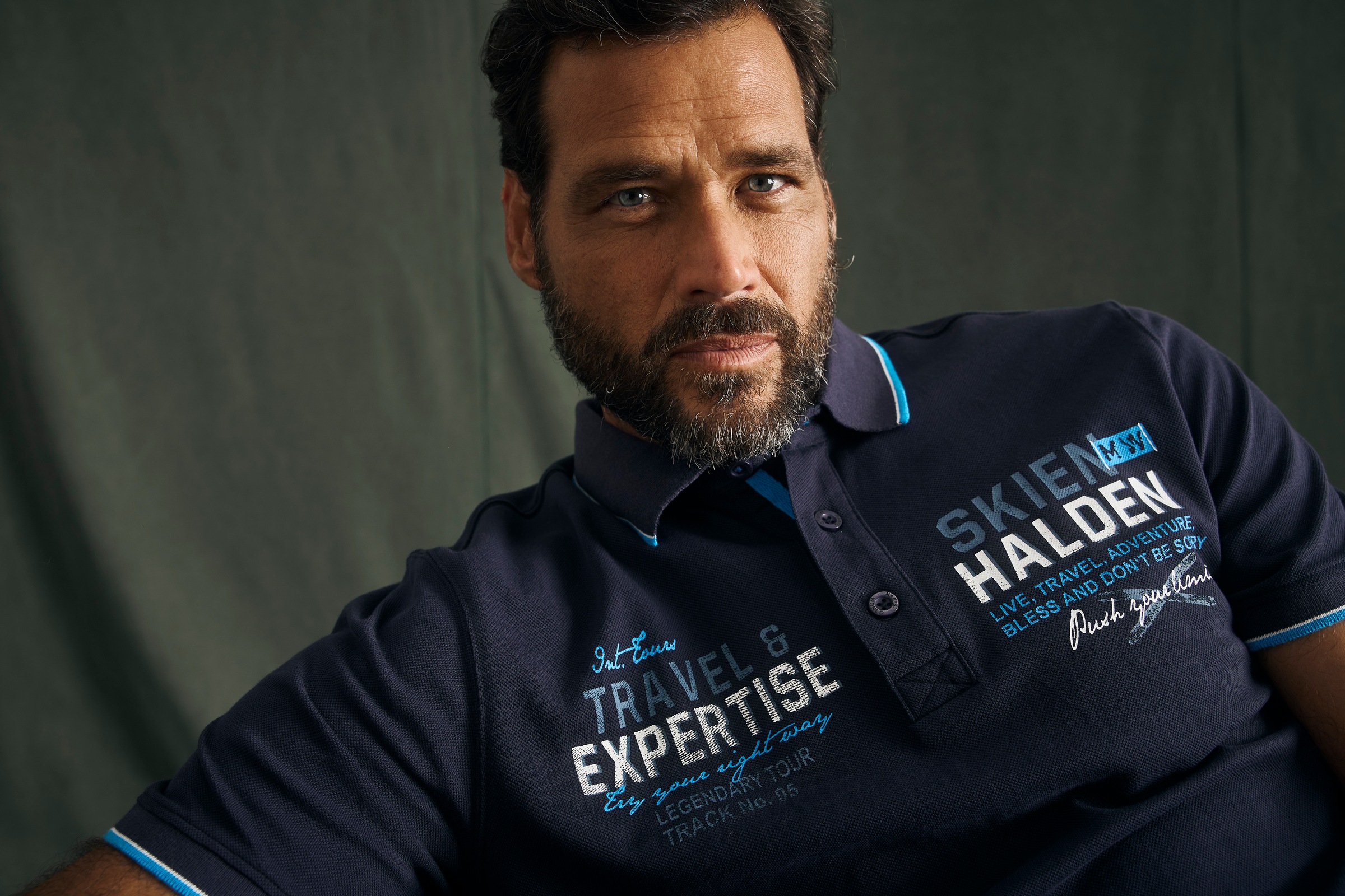 Man's World Poloshirt, Kurzarm, bedrucktes Design, Polokragen, aus Baumwolle