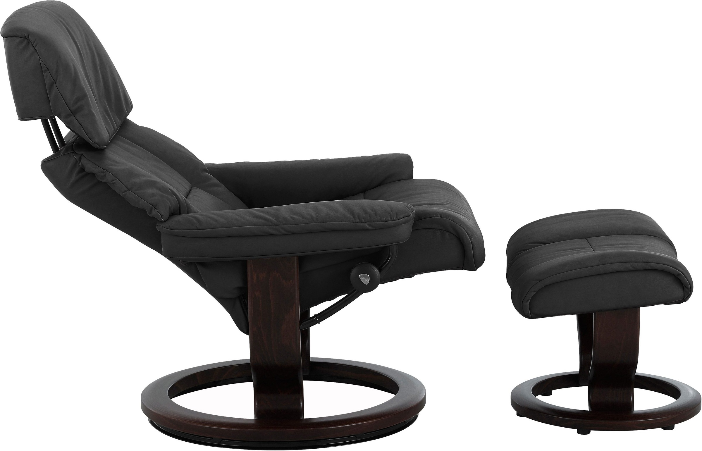 Stressless® Relaxsessel »Ruby«, (Set, Relaxsessel mit Hocker), mit Classic Base, Größe M, Gestell Eiche, Wenge, Braun & Schwarz