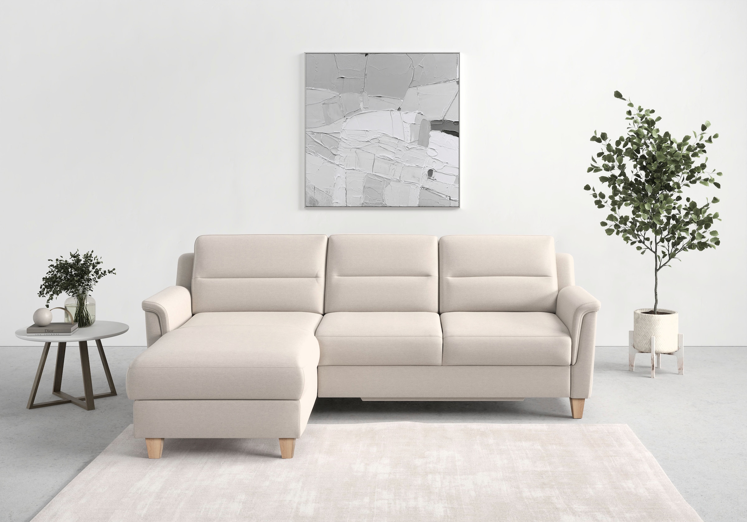 sit&more Ecksofa »Farö L-Form«, inklusive Federkern, wahlweise mit Bettfunktion und Bettkasten