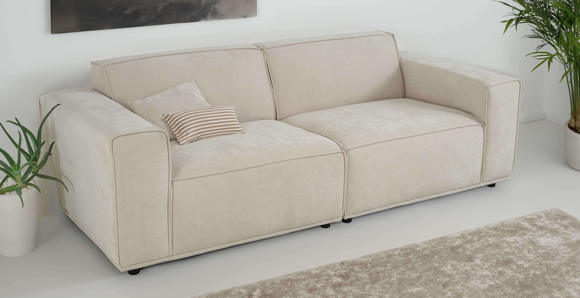 Home affaire 3-Sitzer »Avelin, 228 cm, Chenille, Struktur-Boucle«, mit Well günstig online kaufen