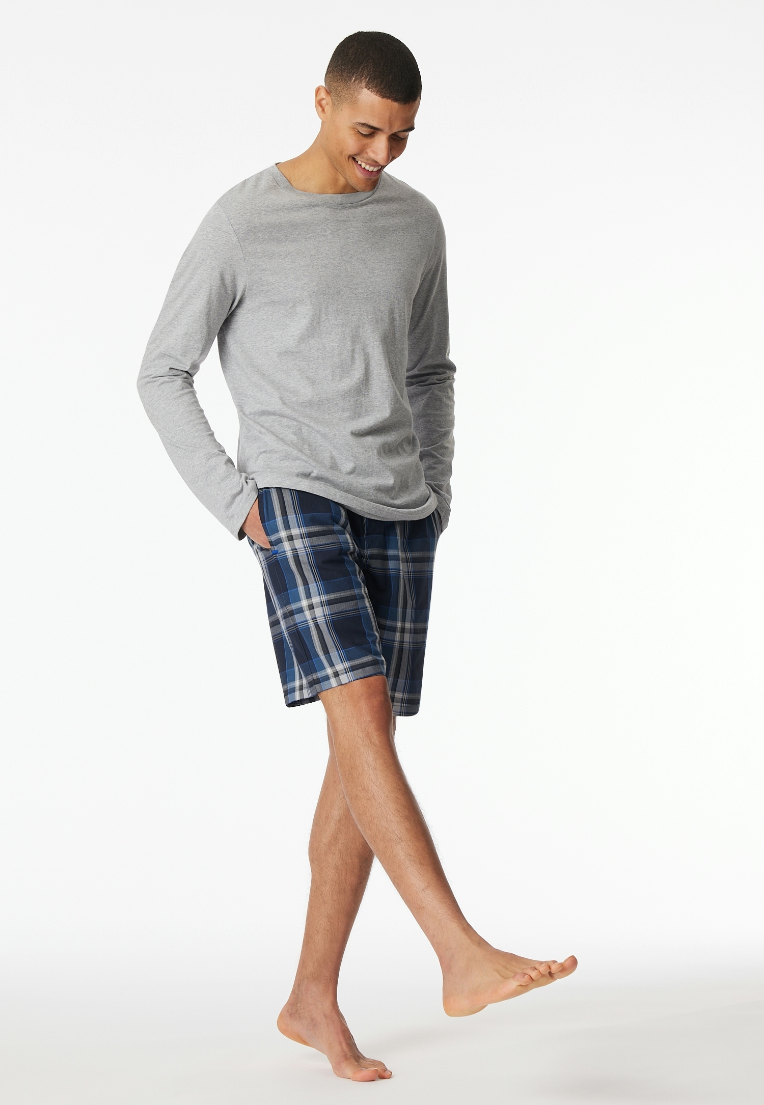 Schiesser Bermudas »Mix + Relax«, kariert, Gummizug, Bindeband