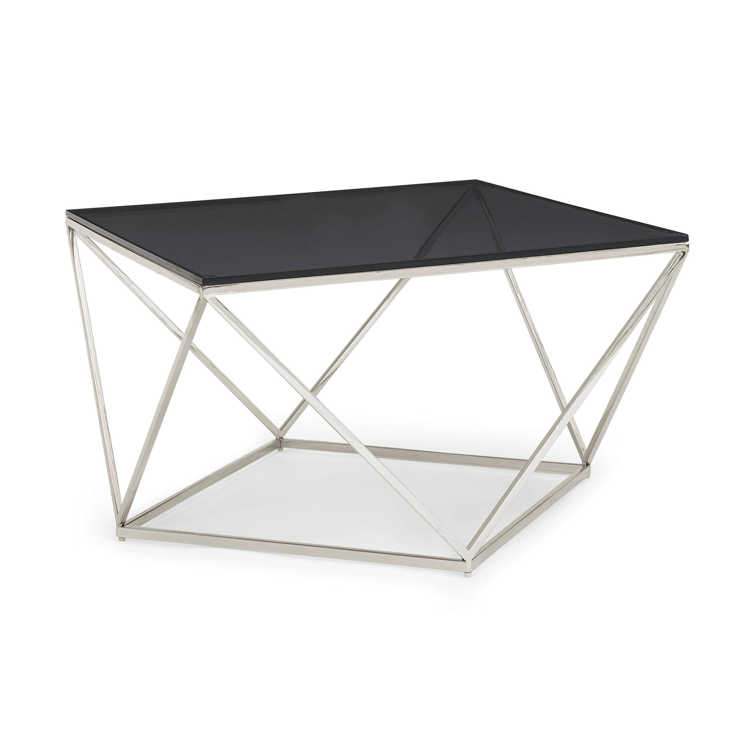 Leonique Couchtisch »Aria«, Couchtisch, eckig, Chrom, Rauchglas, Edelstahlgestell, 104x104x48