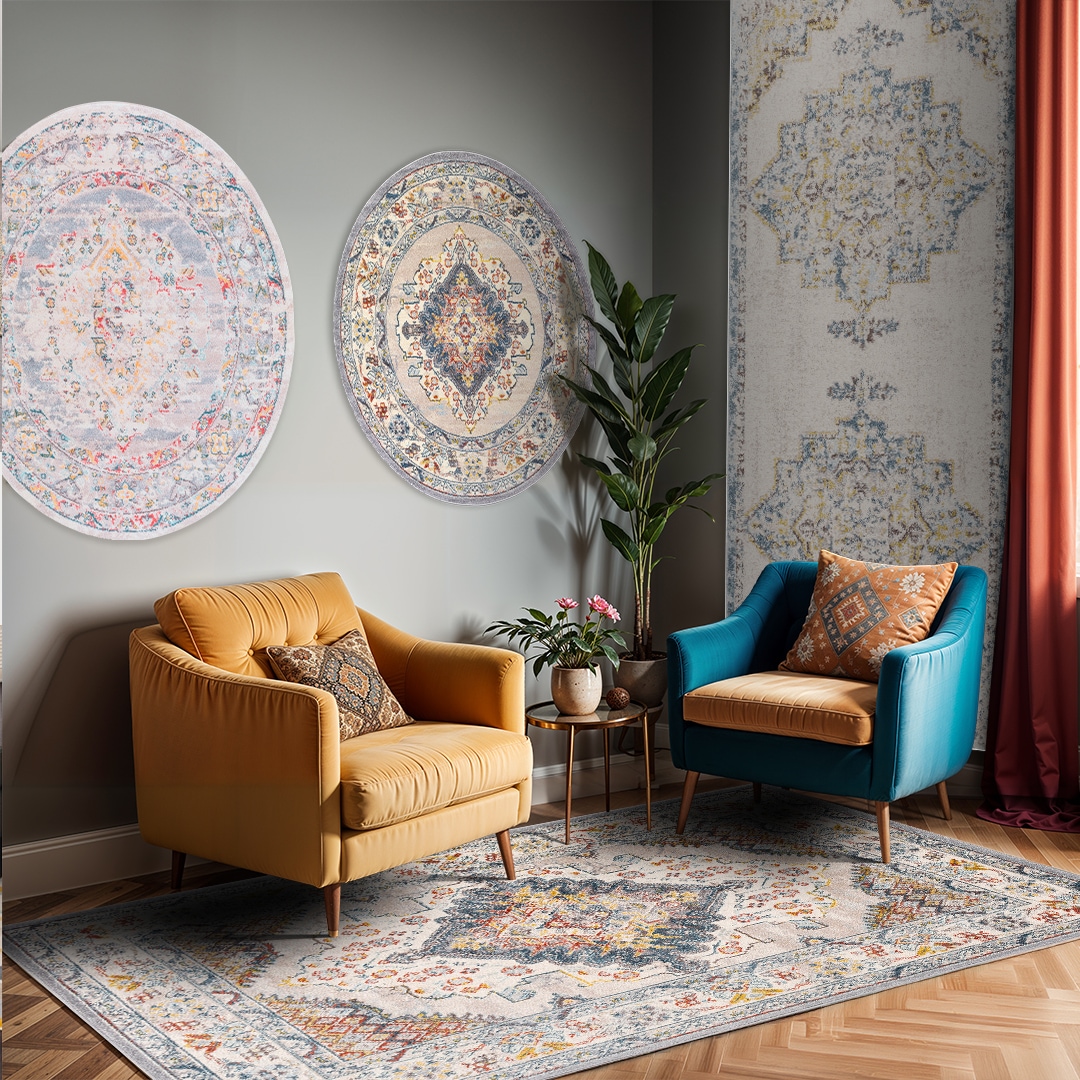 Livabliss Teppich »MENDOZA«, rechteckig, 8 mm Höhe, Vintage Orientteppich, Kurzflor Boho Wohnzimmerteppich, Läufer