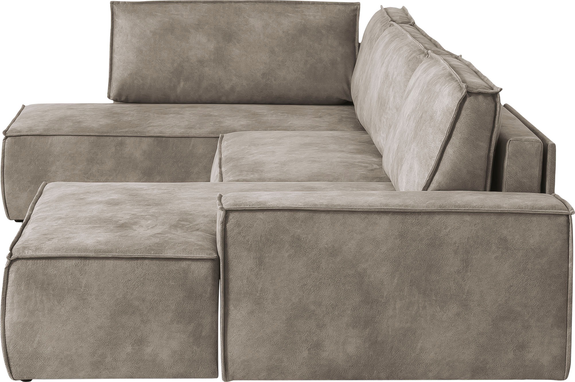 Home affaire Wohnlandschaft »SHERWOOD 329 cm, U-Form, Schlafsofa,«, Schlaffunktion m. Bettkasten (194x139 cm), Cord, Vintage, Samtvelours