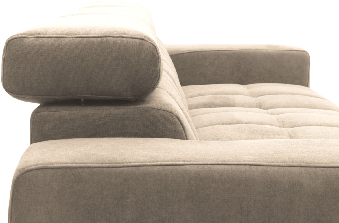 DOMO collection Ecksofa »Trento L-Form, mit Kufenfuß oder Einzelfuß«, wahlweise mit Kopfteilverstellung, Recamiere links/rechts bestellbar