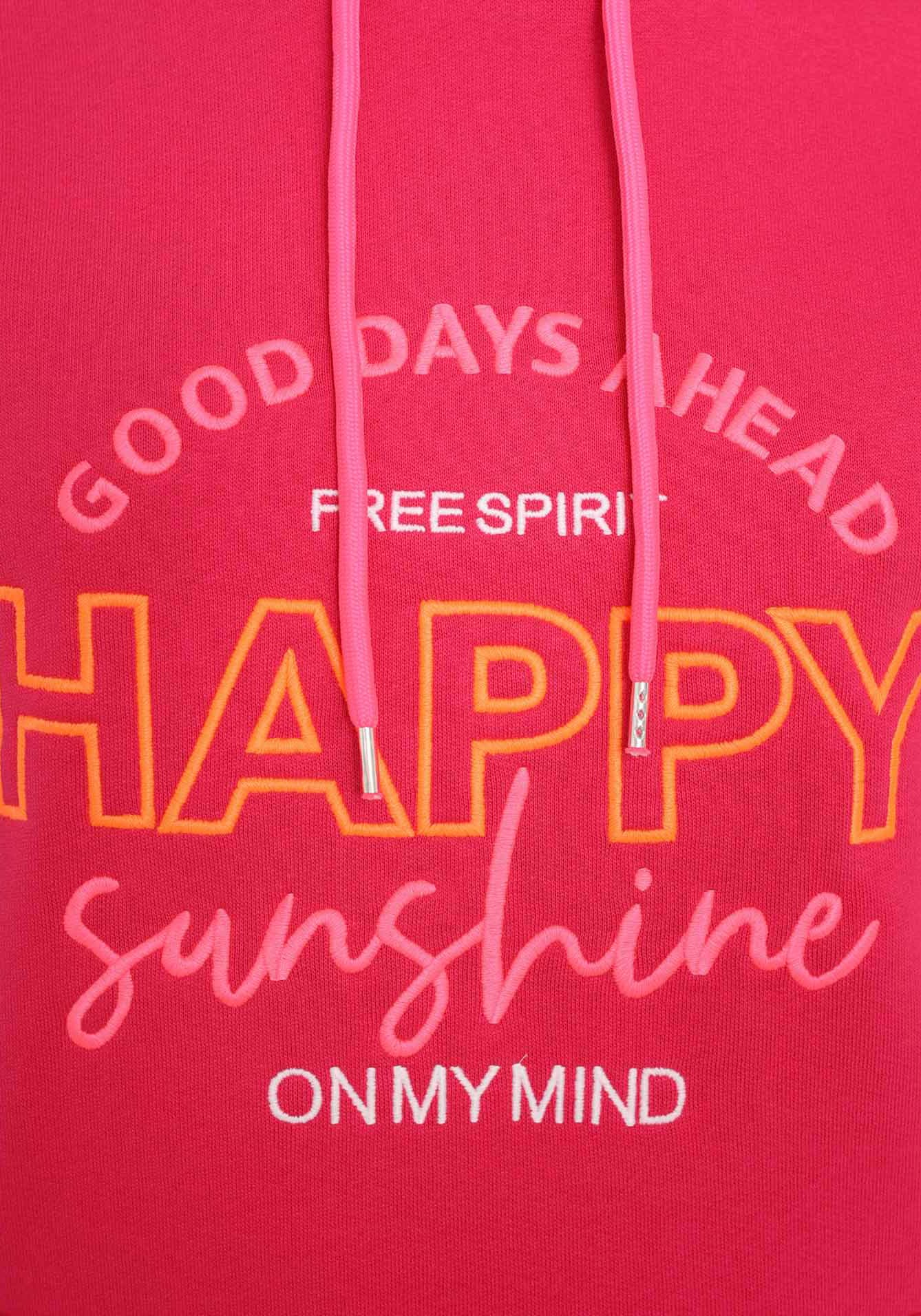 Zwillingsherz Sweatshirt, mit "Happy"-Aufstick und "Feel Good"-Schriftzug auf der Kapuze