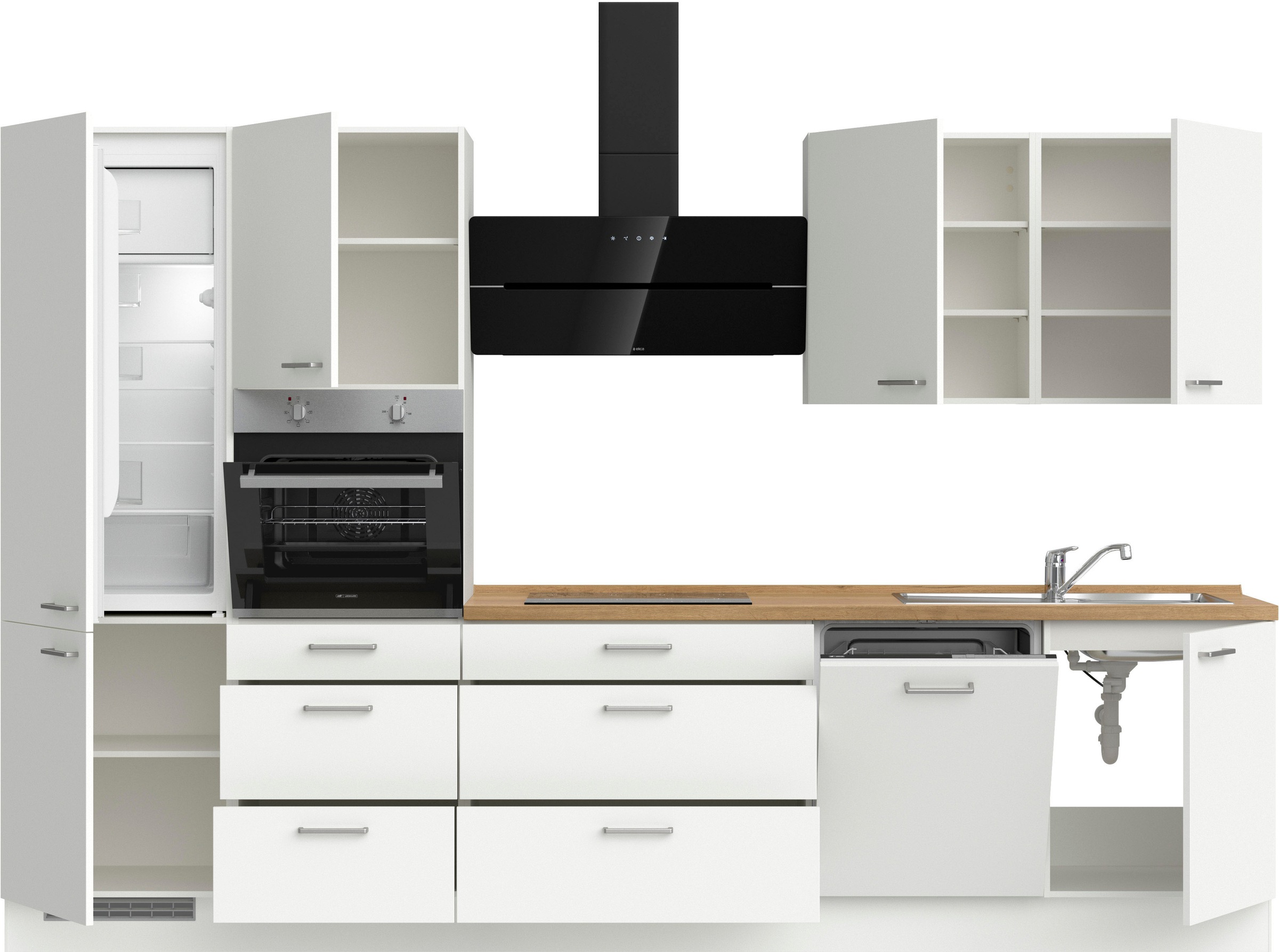 nobilia® Küchenzeile »"Touch II"«, vormontiert, Ausrichtung wählbar, Breite 330 cm, wahlw. mit E-Geräten