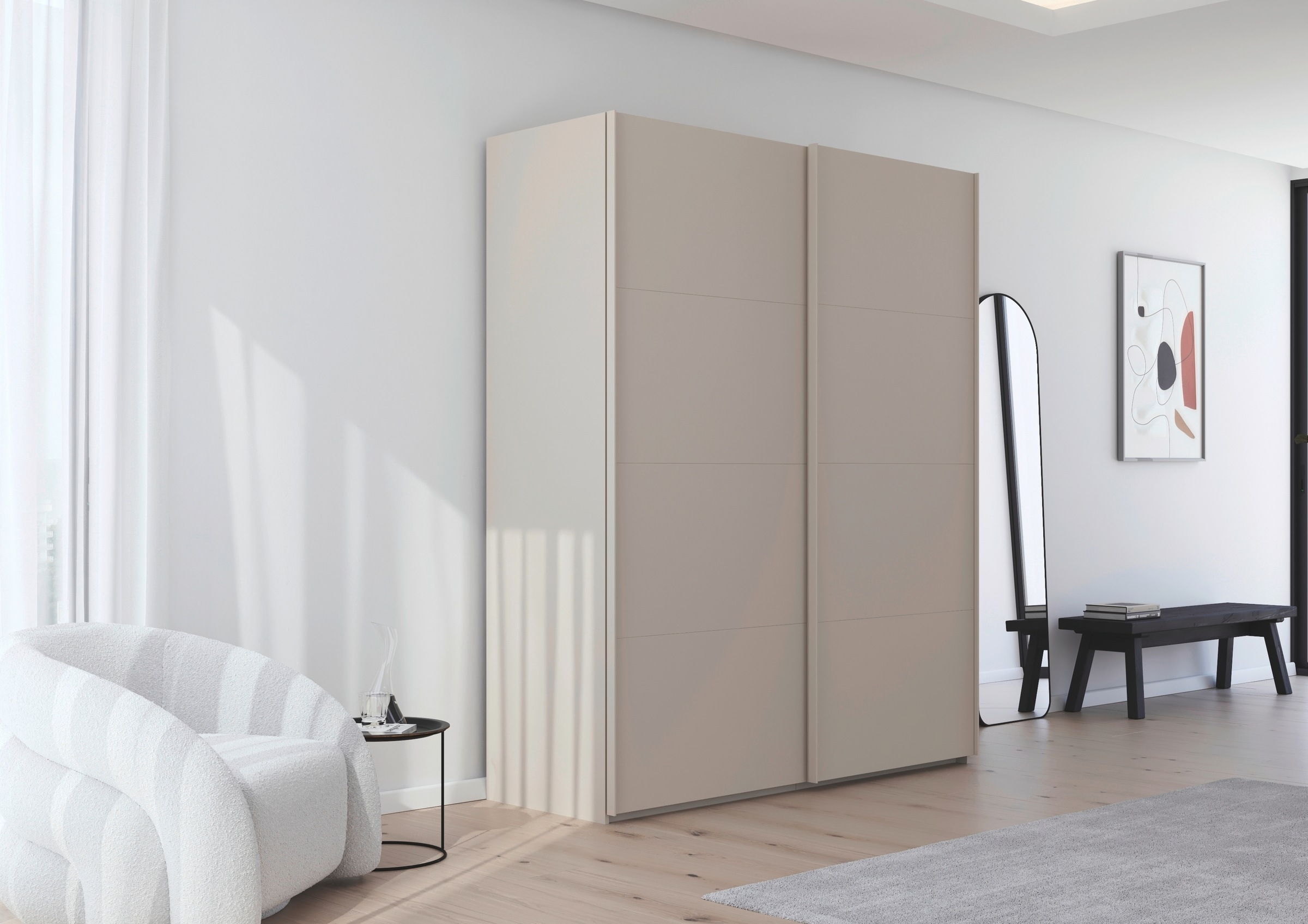 rauch Schwebetürenschrank »Kleiderschrank Schrank Garderobe Schlafzimmerschrank SCALE-FYRA« edle viergeteilte Türen viele Farben und Griff-Farben MADE IN GERMANY