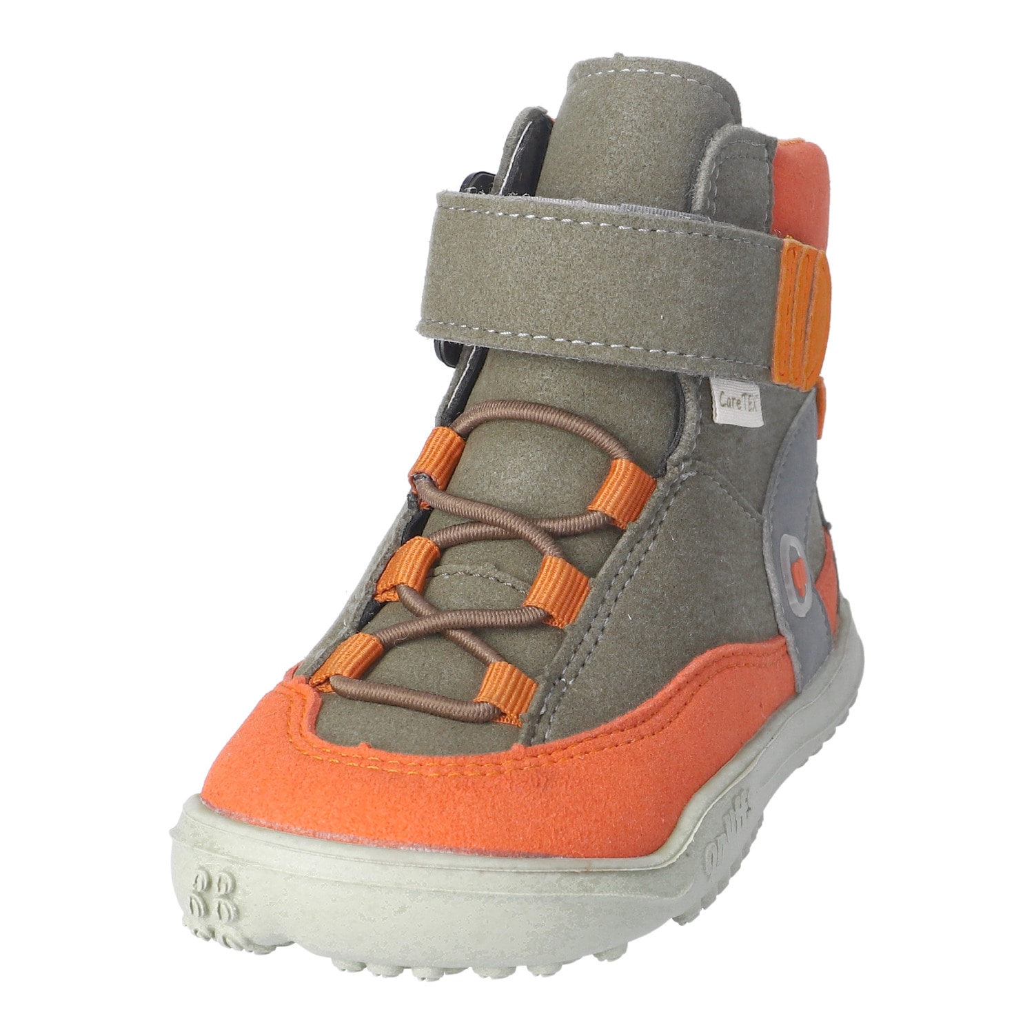 qnuffs Barfußschuh »KIEFER«  Klettboots mit Namensschild, in veganer Verarbeitung