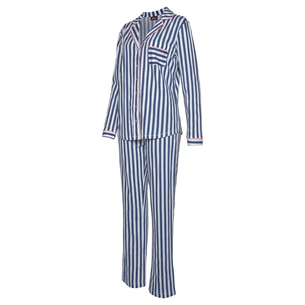 H.I.S Pyjama, (2 tlg.), in klassischem Schnitt mit Streifenmuster