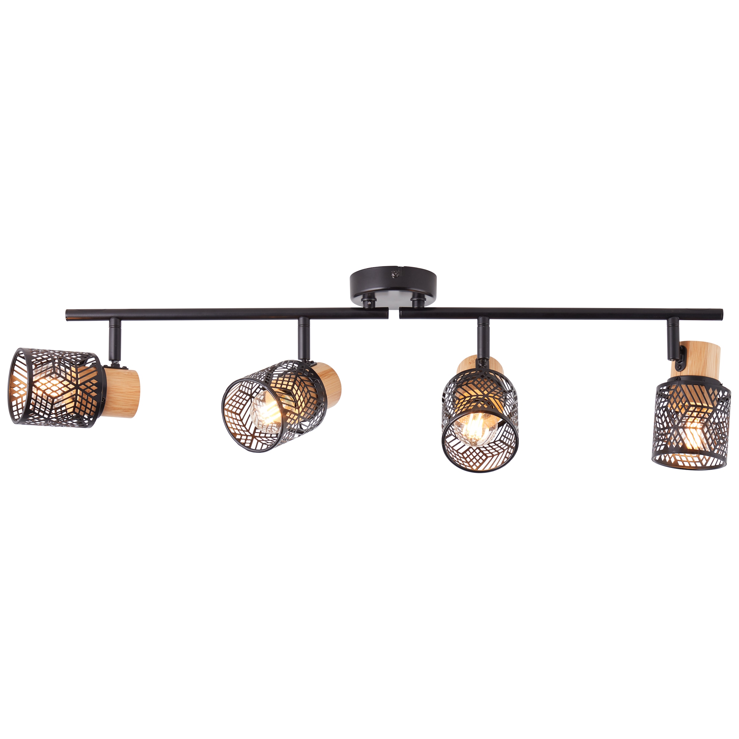 Brilliant Deckenstrahler »Santy«, 4 flammig, Leuchtmittel E14 | ohne Leuchtmittel, schwenkbar, 20 x 76 x 7 cm, E14, Metall/Bambus, schwarz/natur