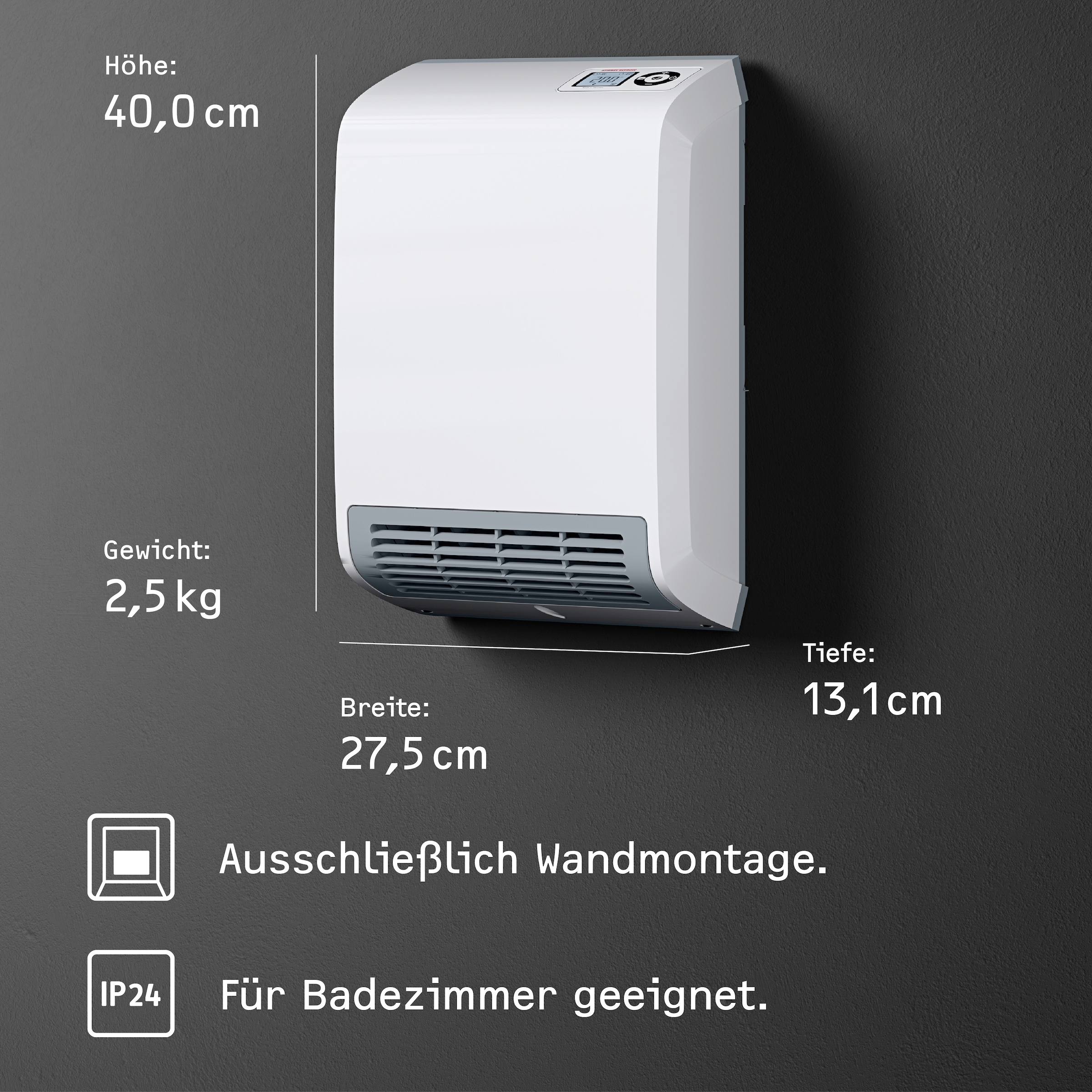 STIEBEL ELTRON Badschnellheizer »CK 20 trend LCD, Keramik Heizlüfter energiesparend, 2 kW«, LCD, für ca. 25 m², Made in Germany, Wochentimer