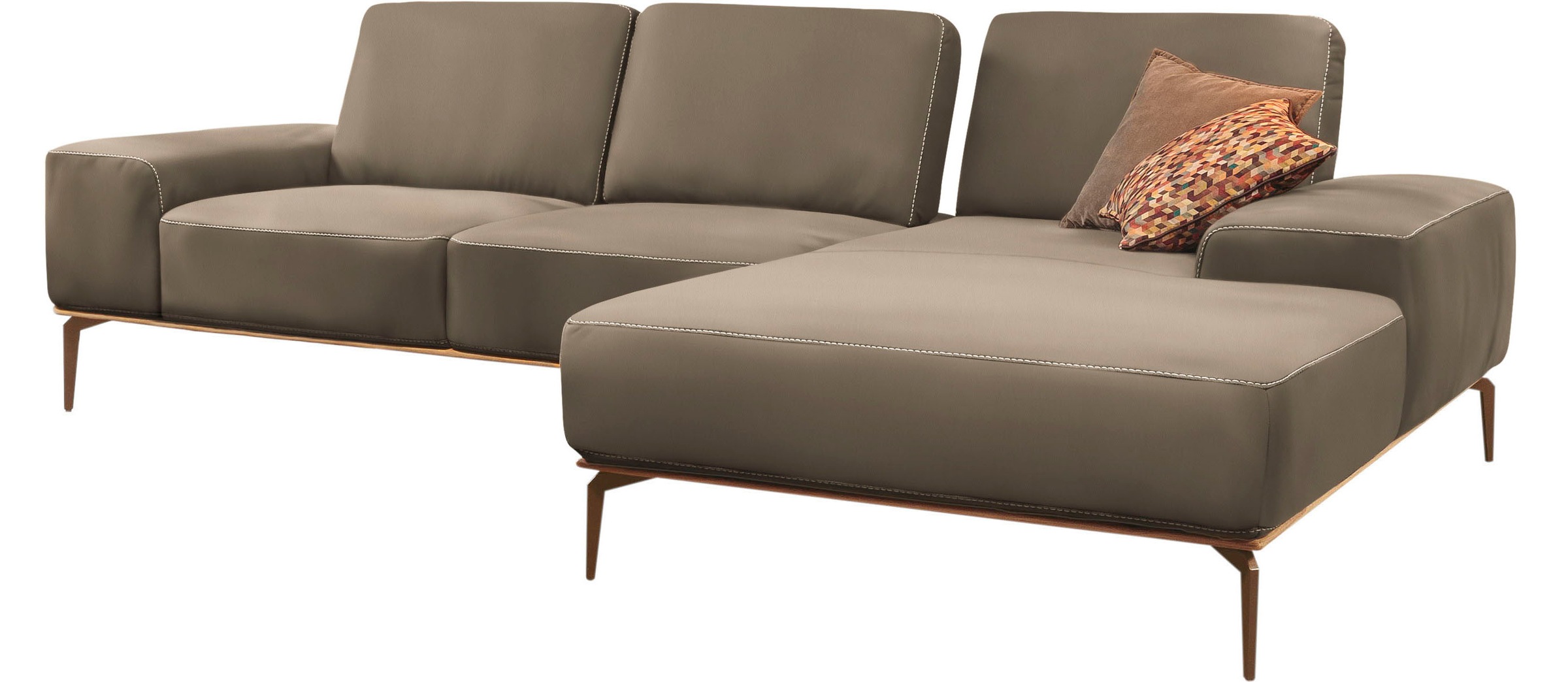 W.SCHILLIG Ecksofa »run, Designsofa mit tollem Sitzkomfort, L-Form«, mit Holzsockel, Füße in Bronze pulverbeschichtet, Breite 299 cm