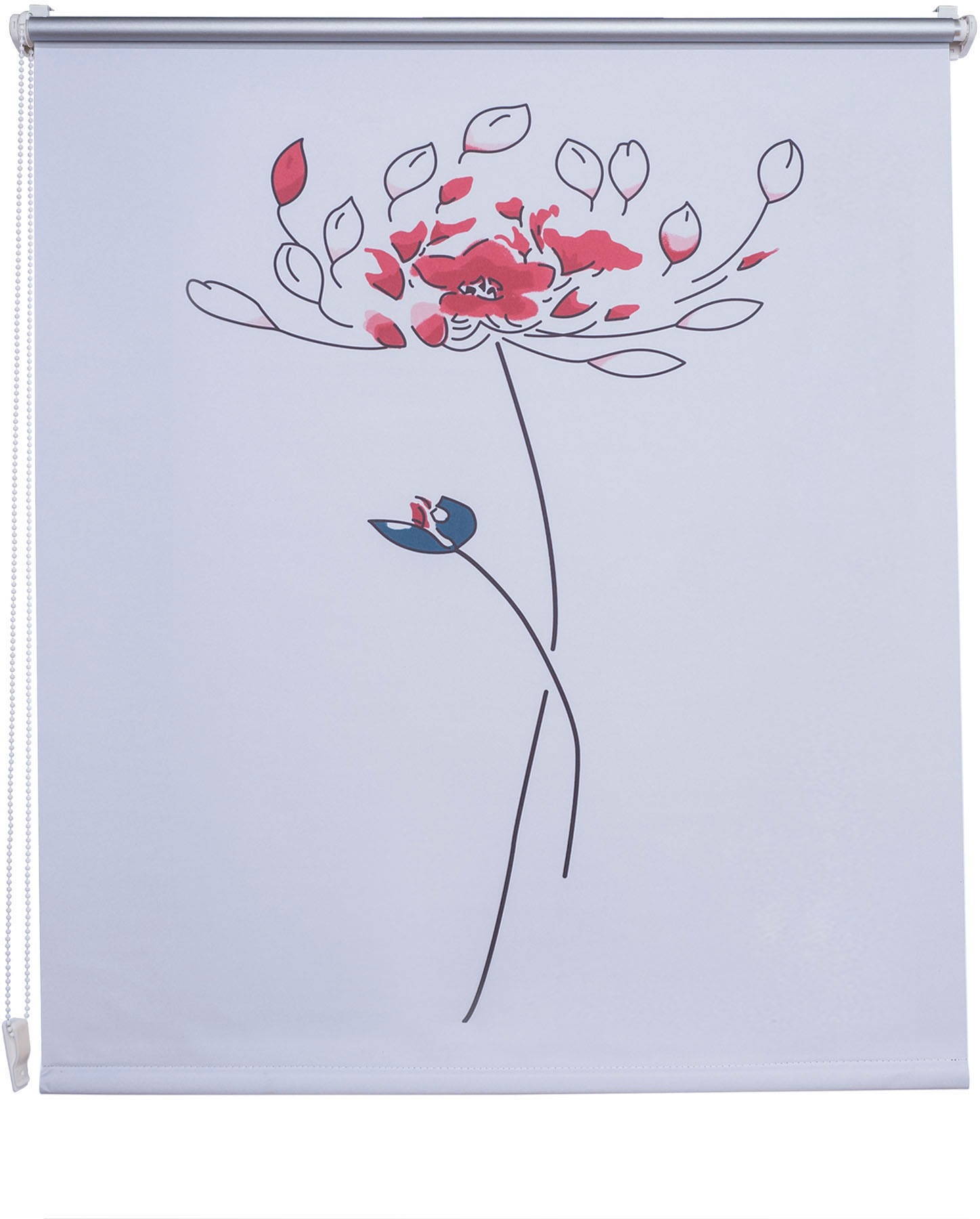 Liedeco Seitenzugrollo »Druck Blume«, verdunkelnd, energiesparend, ohne Boh günstig online kaufen