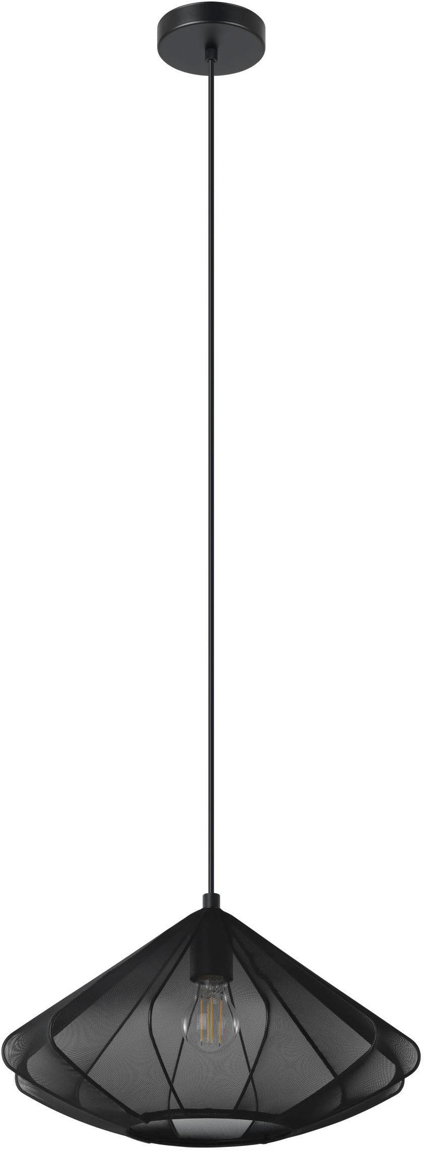 EGLO Hängeleuchte »Dolwen Hängelampe, Pendelleuchte, Esszimmerlampe Japanisch, E27, Lampe« E27 1 Stk. Hängeleuchte - H110 x Ø42,5 cm - schwarz - 1X40W exkl.