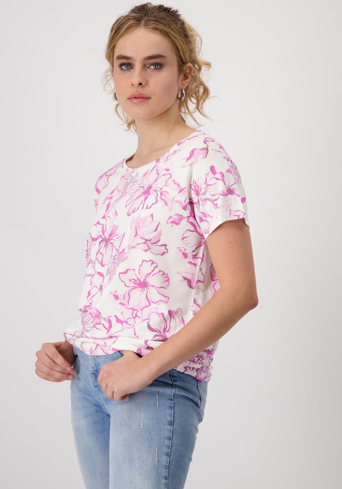 Monari Rundhalsshirt, mit Blumendruck