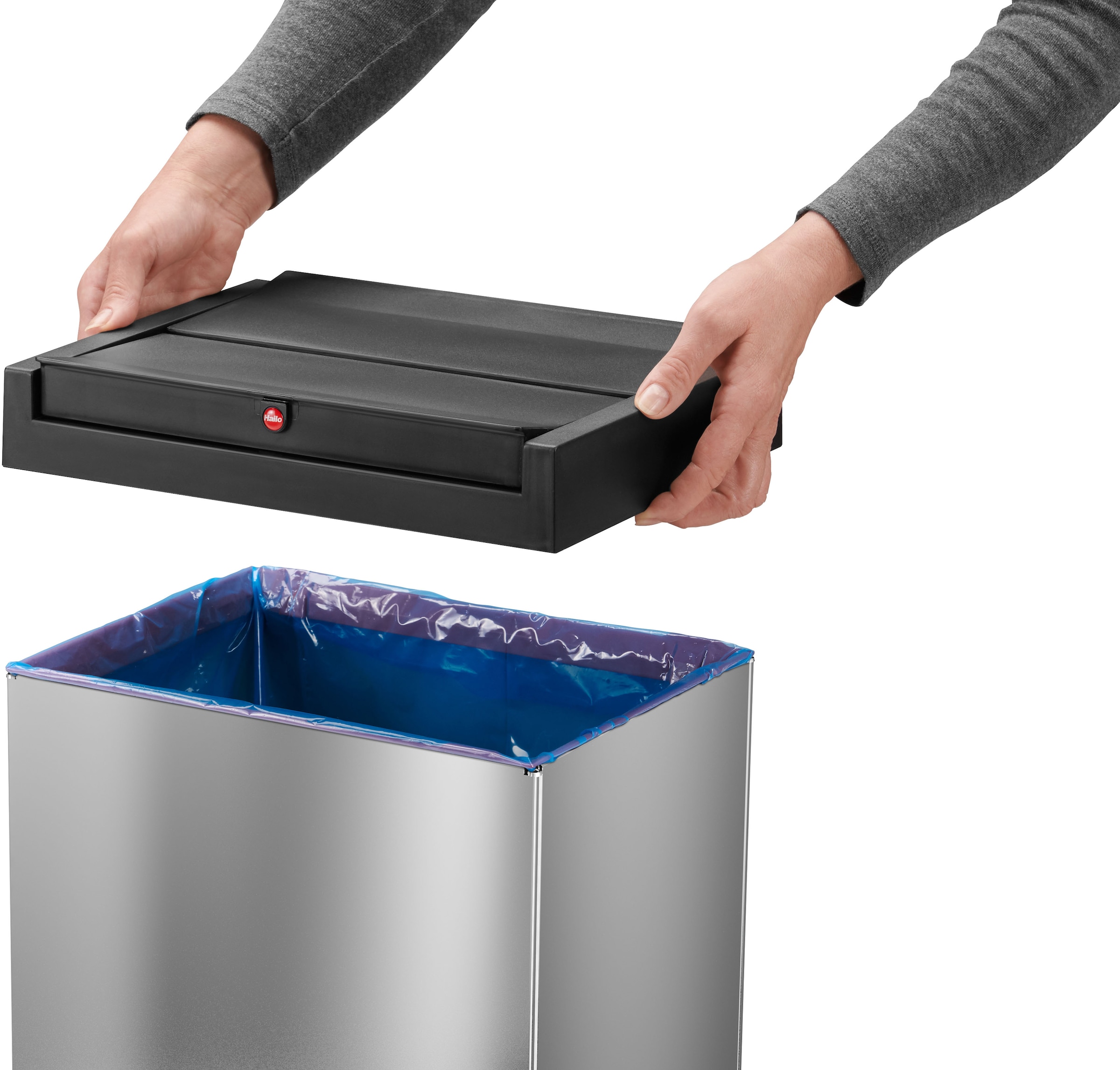 Hailo Mülleimer »Big-Box Swing XL«, 1 Behälter, 52 l, Stahlblech o. Edelstahl, mit selbstschließendem Schwingdeckel
