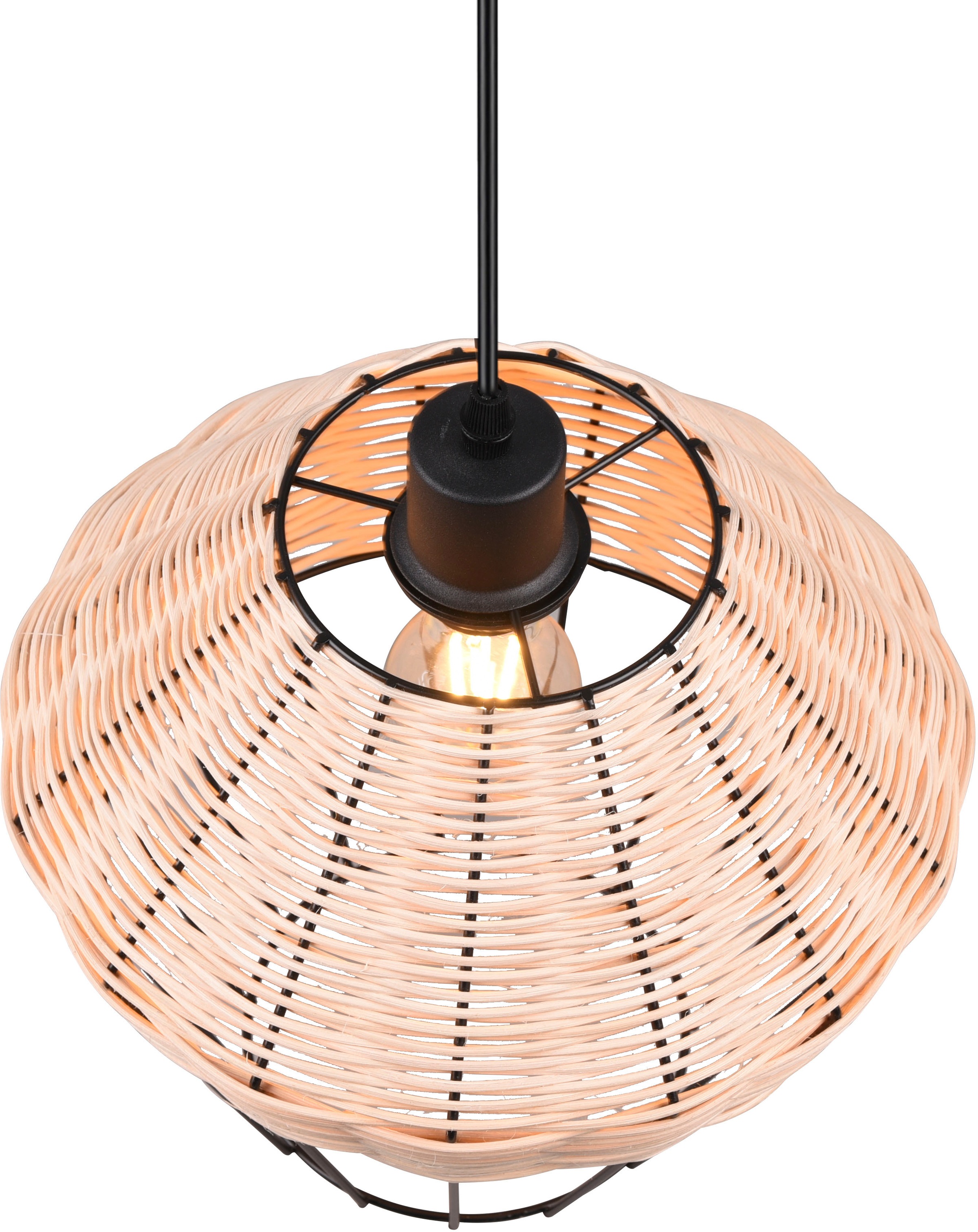REALITY Leuchten Pendelleuchte »Borka«, 1 flammig, Leuchtmittel E27 | ohne Leuchtmittel, Boho Hängelampe aus Rattan 1-flammig exkl E27 max 40W höhenverstellbar