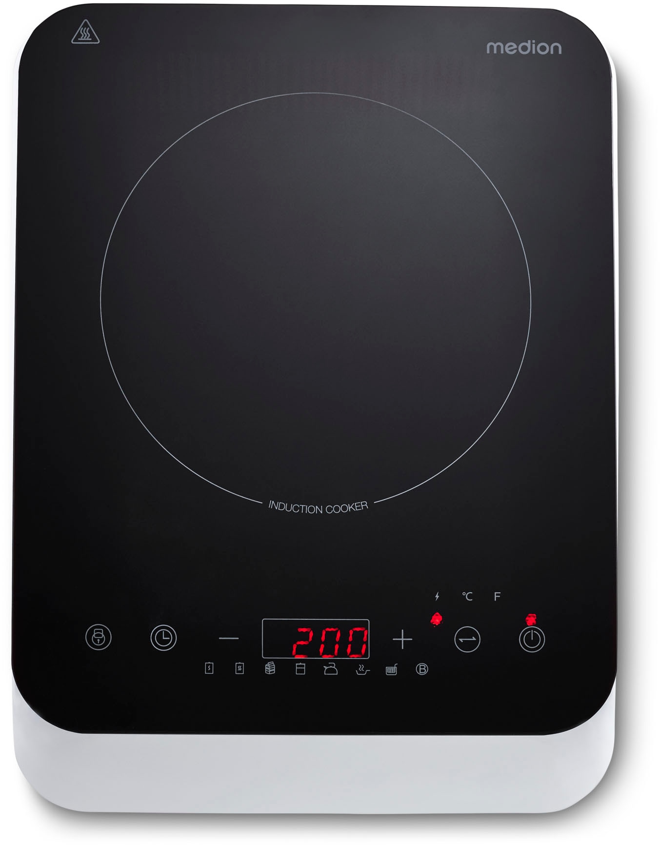 Medion® Einzel-Induktionskochplatte »MD 18490, 2000 W Induktionsleistung, automatische Topferkennung, Timer«, Temperaturbereich 60 - 240°, Sensor-Touch-Display, 8 Automatikprogr.