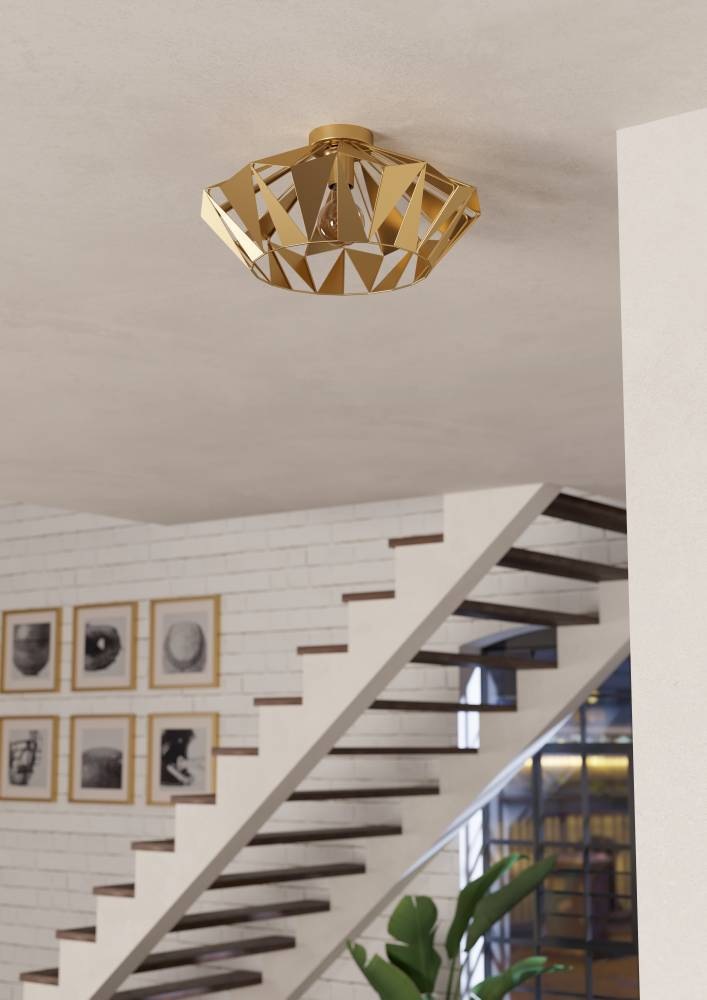 EGLO Deckenleuchte »CARLTON«, 1 flammig, Leuchtmittel E27 | ohne Leuchtmittel, Deckenleuchte im Retro Design, Vintage Wohnzimmerlampe, Metall in Gold