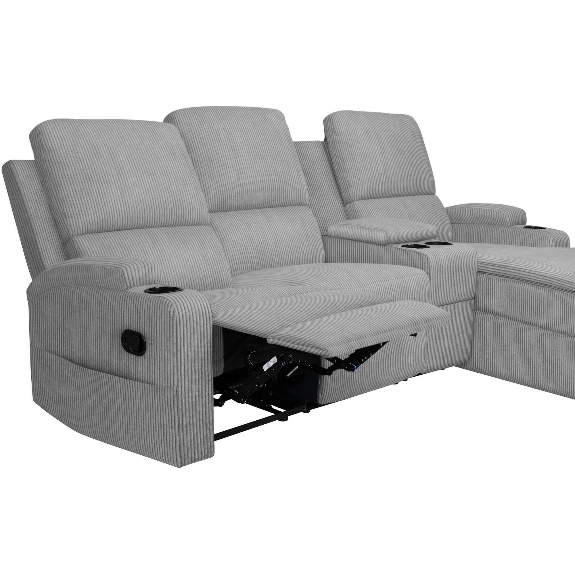 Home affaire Ecksofa »NAPORI Multimediasofa, 3er Kinosessel XXL, L-Form, Cord«, Kinosofa mit Relaxfunktion, Getränkehalter, Staufach und Staukasten