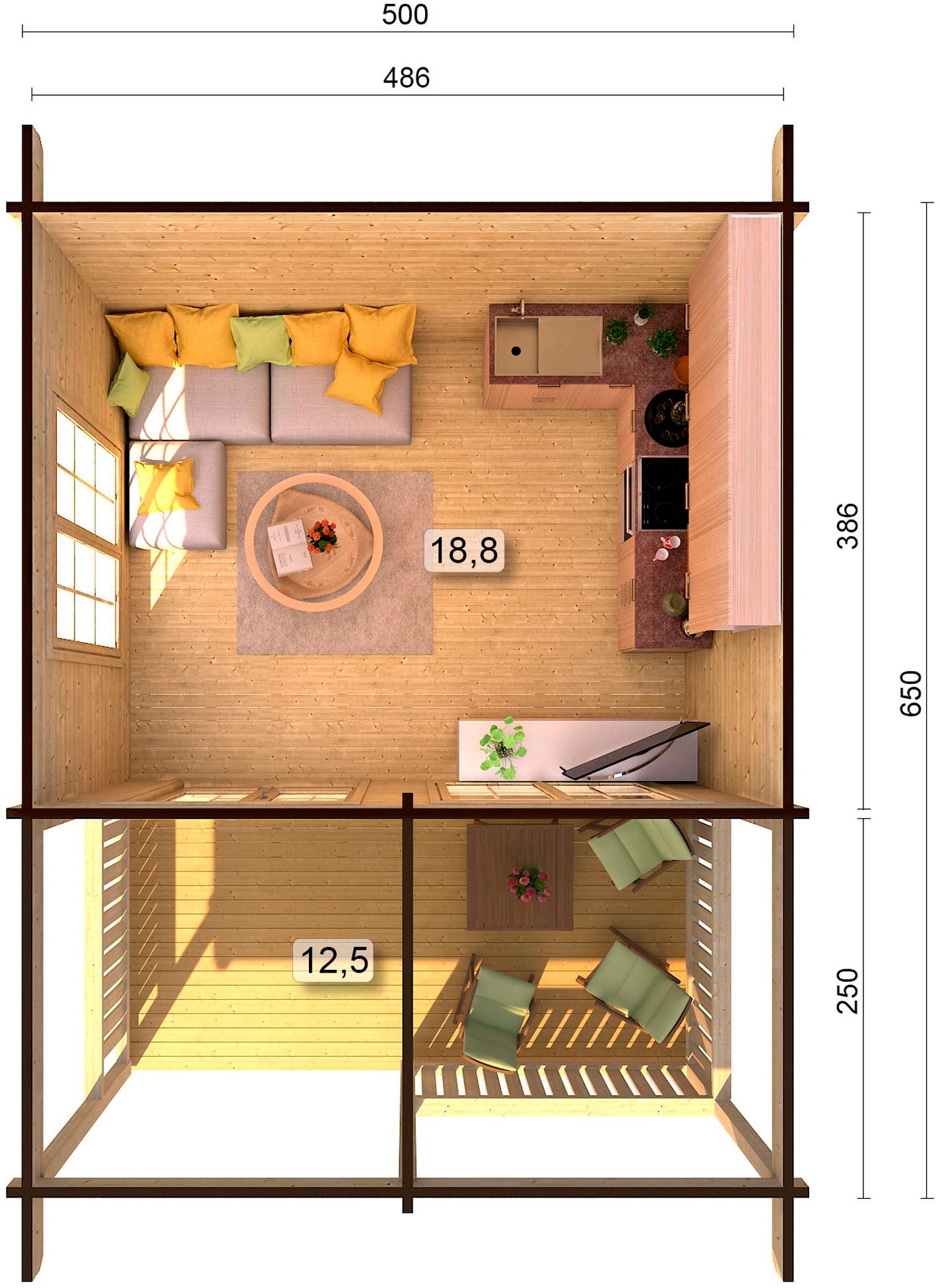 Palmako Gartenhaus »Ferienhaus A_gneta«, inklusive Fußboden